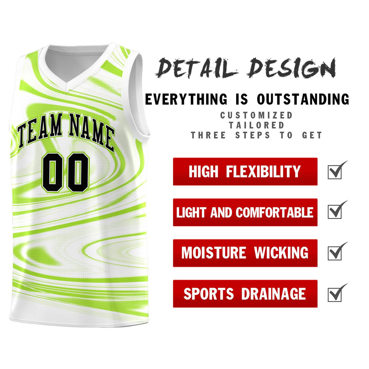 Custom White Light Green Graffiti Pattern Fluids Style Sports Uniform Basketball Jersey Kits|KXKSHOP