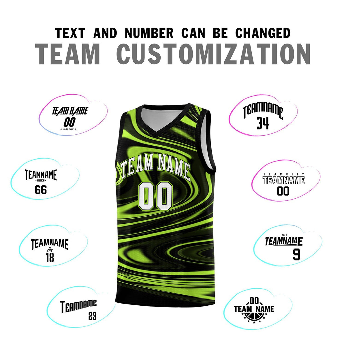 Custom Black Light Green Graffiti Pattern Fluids Style Sports Uniform Basketball Jersey Kits|KXKSHOP
