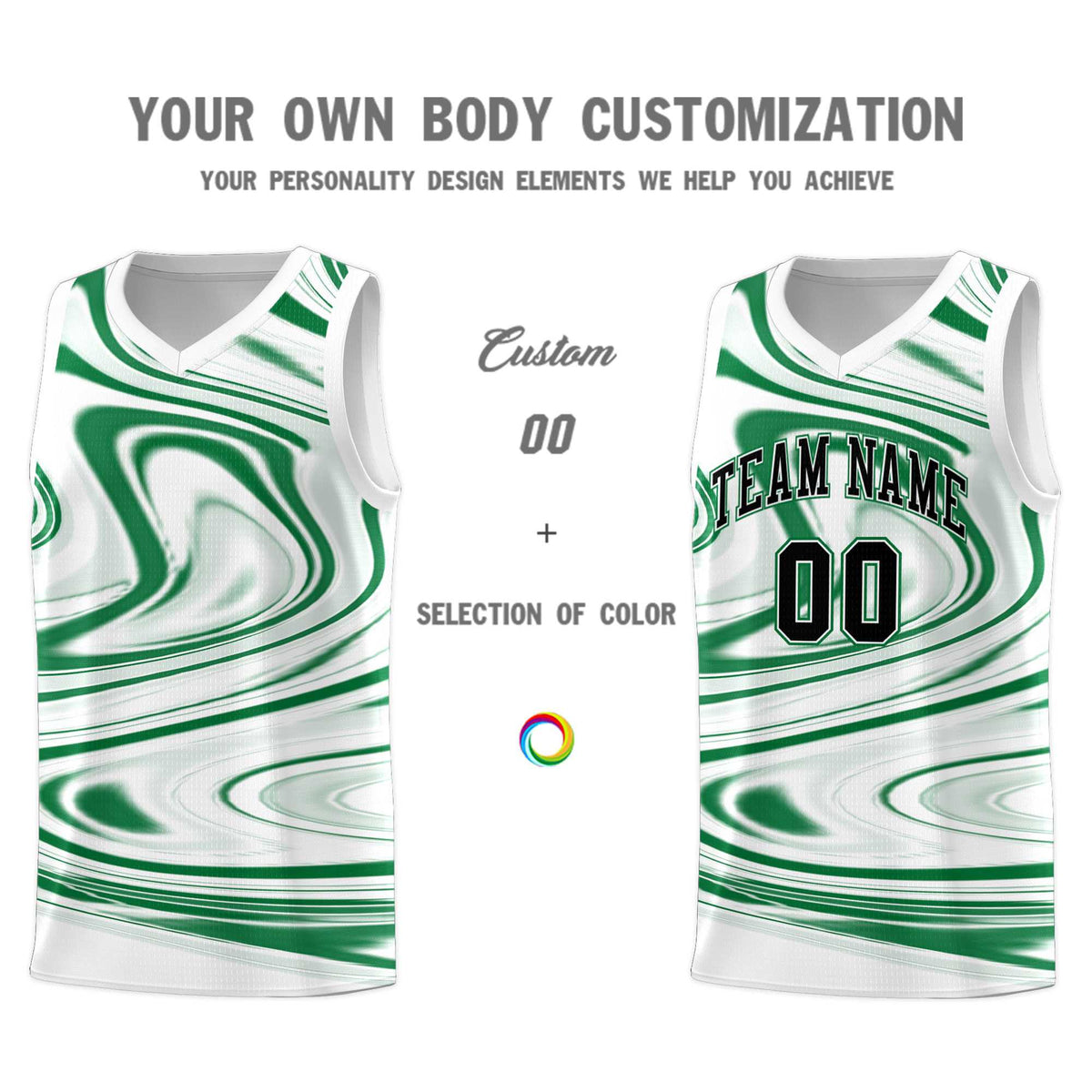 Custom White Kelly Green Graffiti Pattern Fluids Style Sports Uniform Basketball Jersey Kits|KXKSHOP