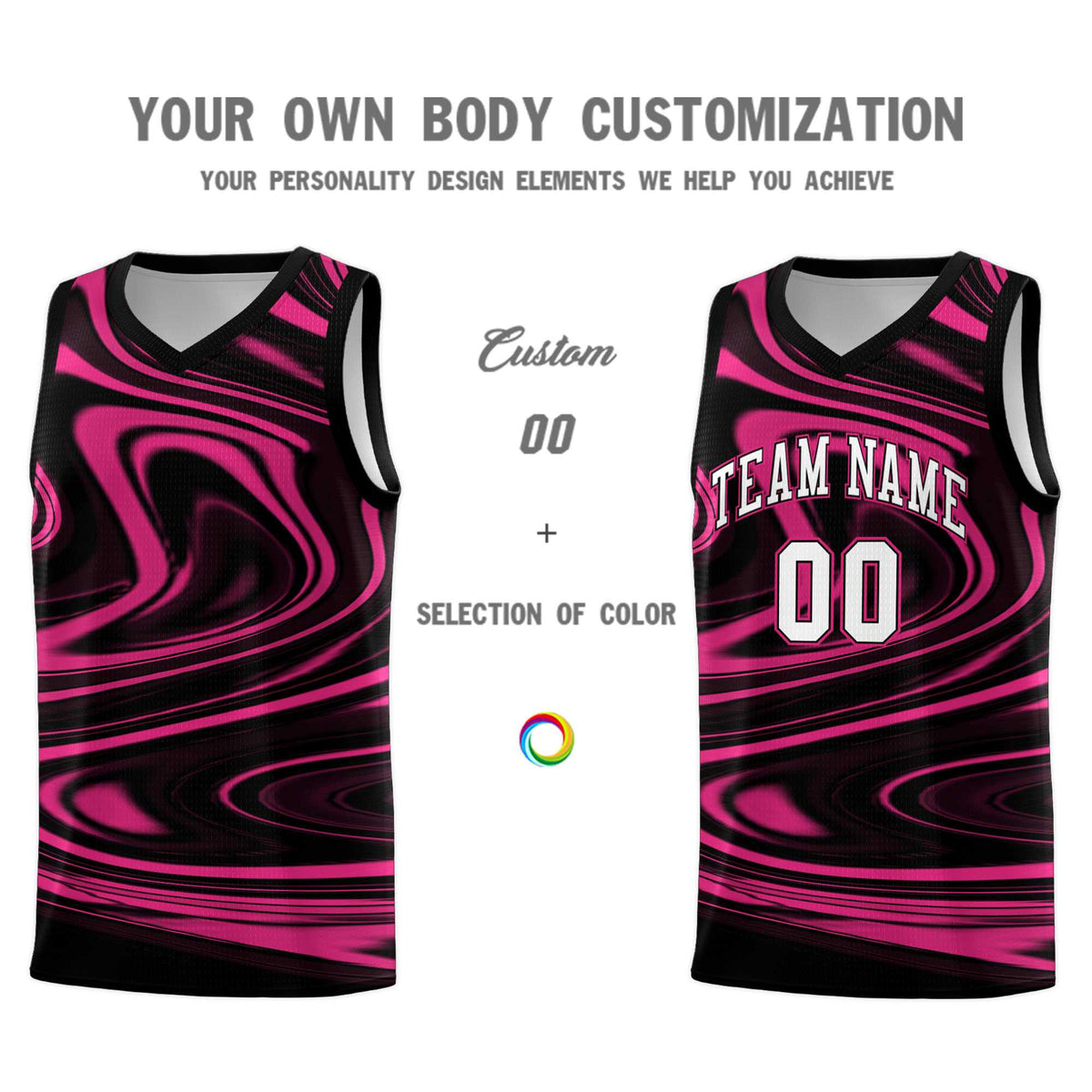 Custom Black Pink Graffiti Pattern Fluids Style Sports Uniform Basketball Jersey Kits|KXKSHOP