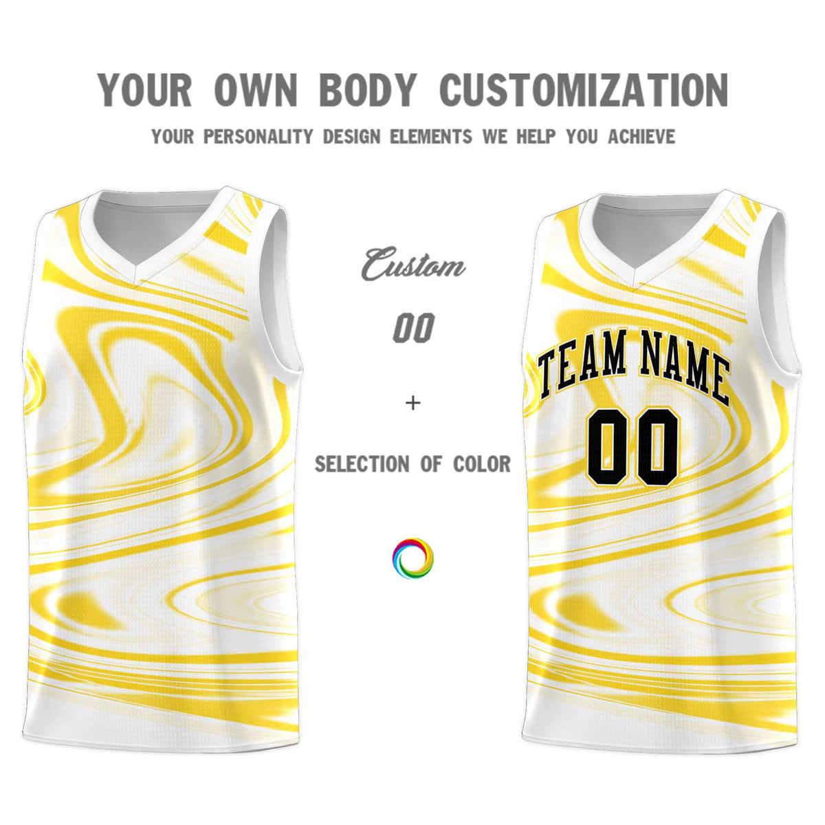 Custom White Gold Graffiti Pattern Fluids Style Sports Uniform Basketball Jersey Kits|KXKSHOP