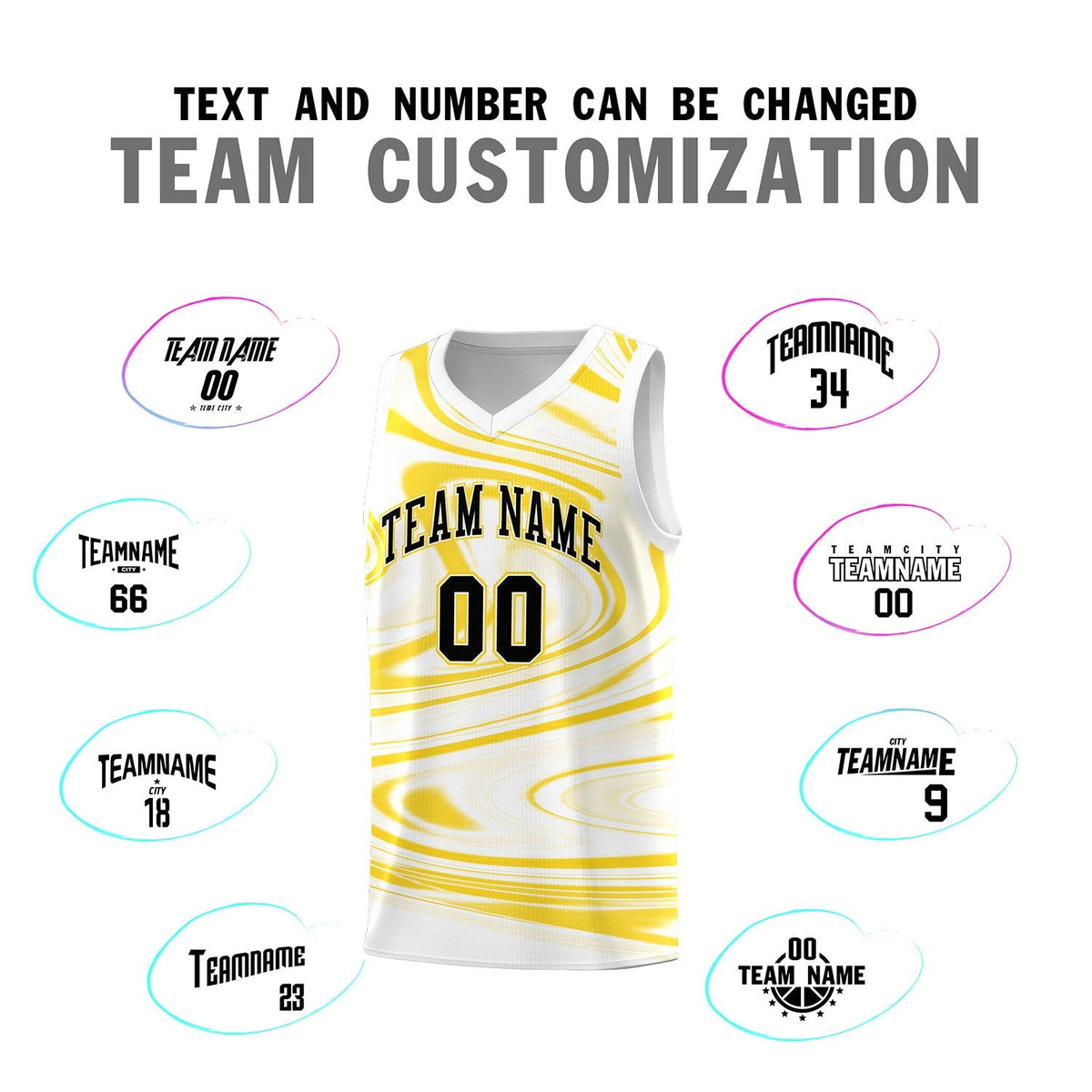 Custom White Gold Graffiti Pattern Fluids Style Sports Uniform Basketball Jersey Kits|KXKSHOP