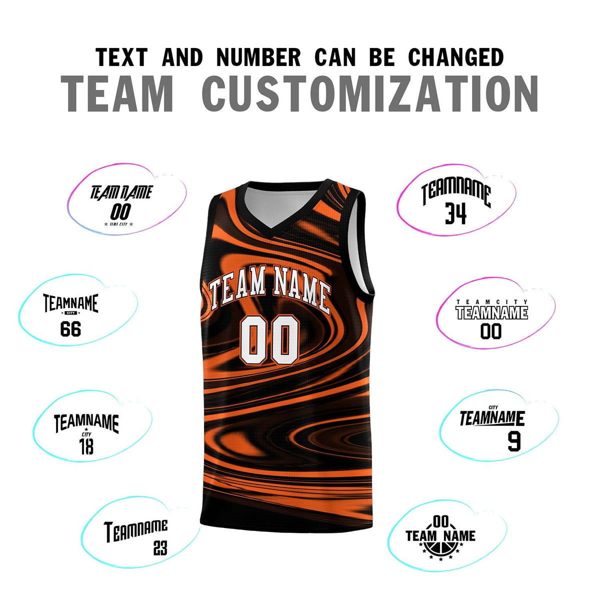 Custom Black Orange Graffiti Pattern Fluids Style Sports Uniform Basketball Jersey Kits|KXKSHOP