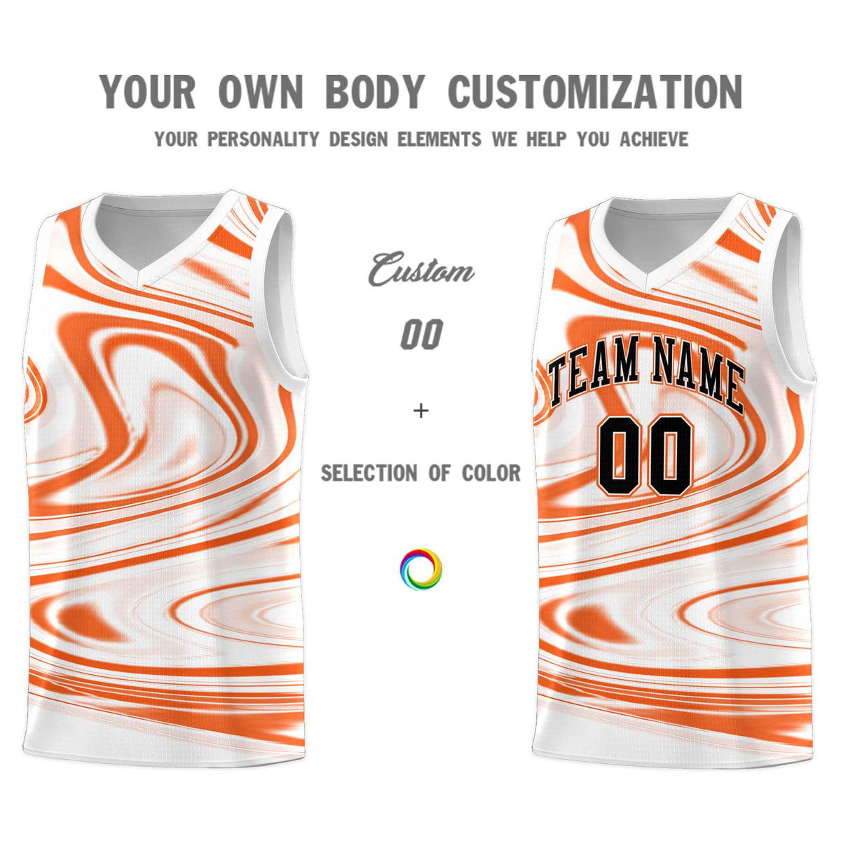 Custom White Orange Graffiti Pattern Fluids Style Sports Uniform Basketball Jersey Kits|KXKSHOP