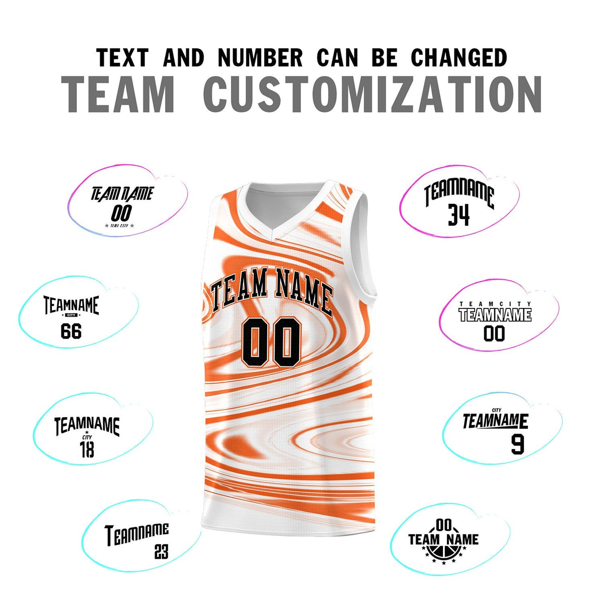 Custom White Orange Graffiti Pattern Fluids Style Sports Uniform Basketball Jersey Kits|KXKSHOP