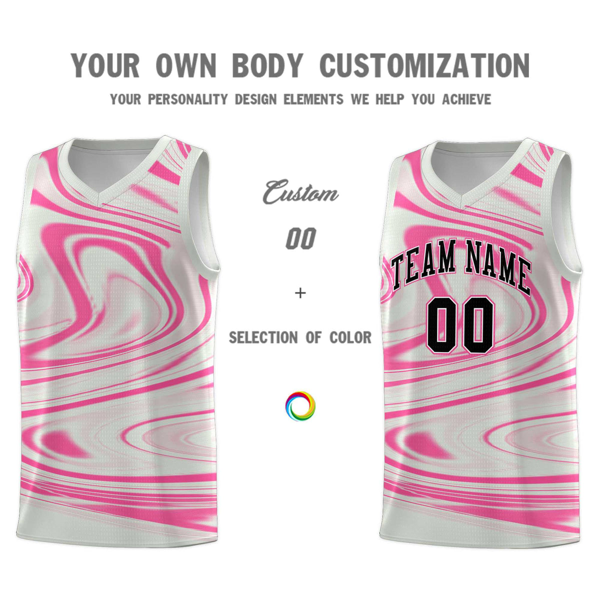 Custom Gray Pink Graffiti Pattern Fluids Style Sports Uniform Basketball Jersey Kits|KXKSHOP