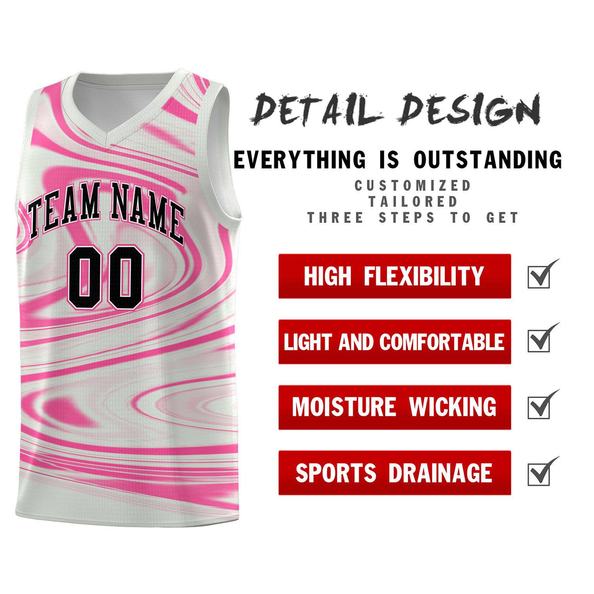 Custom Gray Pink Graffiti Pattern Fluids Style Sports Uniform Basketball Jersey Kits|KXKSHOP