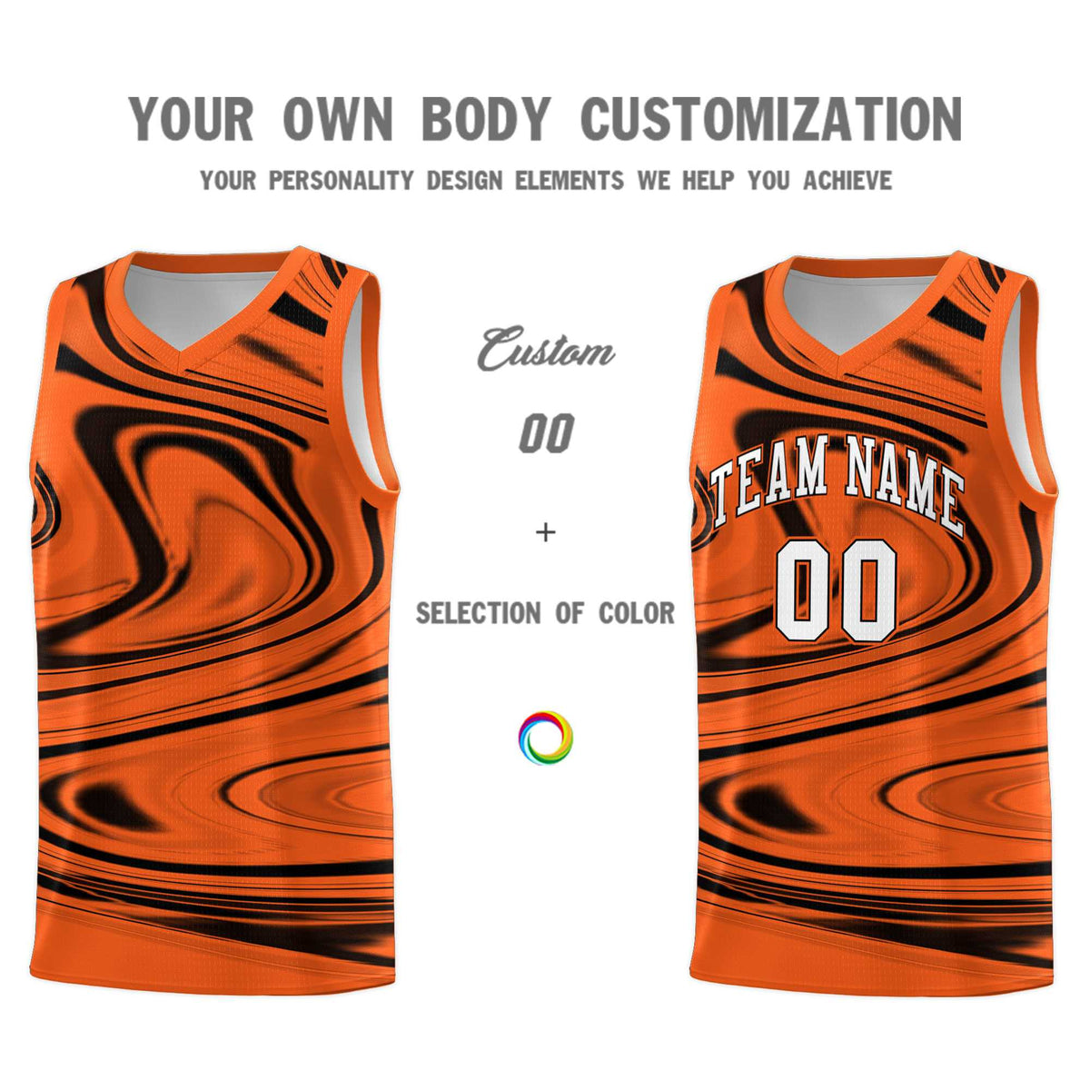 Custom Orange Black Graffiti Pattern Fluids Style Sports Uniform Basketball Jersey Kits|KXKSHOP
