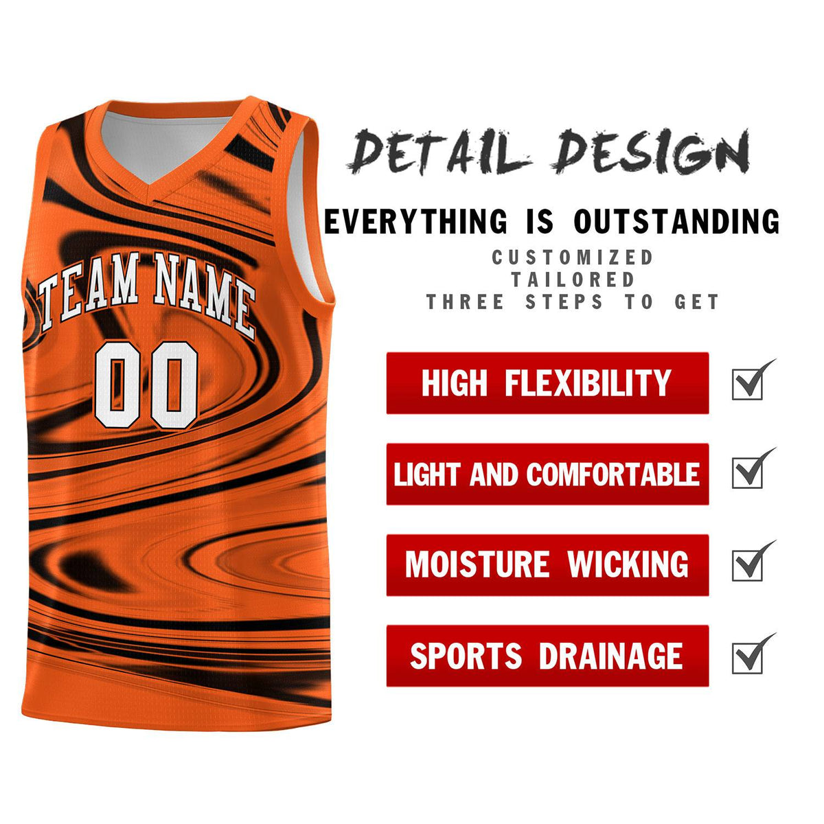 Custom Orange Black Graffiti Pattern Fluids Style Sports Uniform Basketball Jersey Kits|KXKSHOP