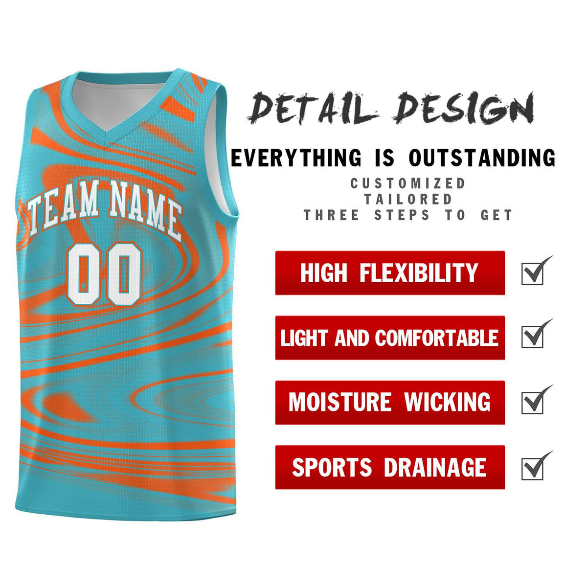 Custom Aqua Orange Graffiti Pattern Fluids Style Sports Uniform Basketball Jersey Kits|KXKSHOP
