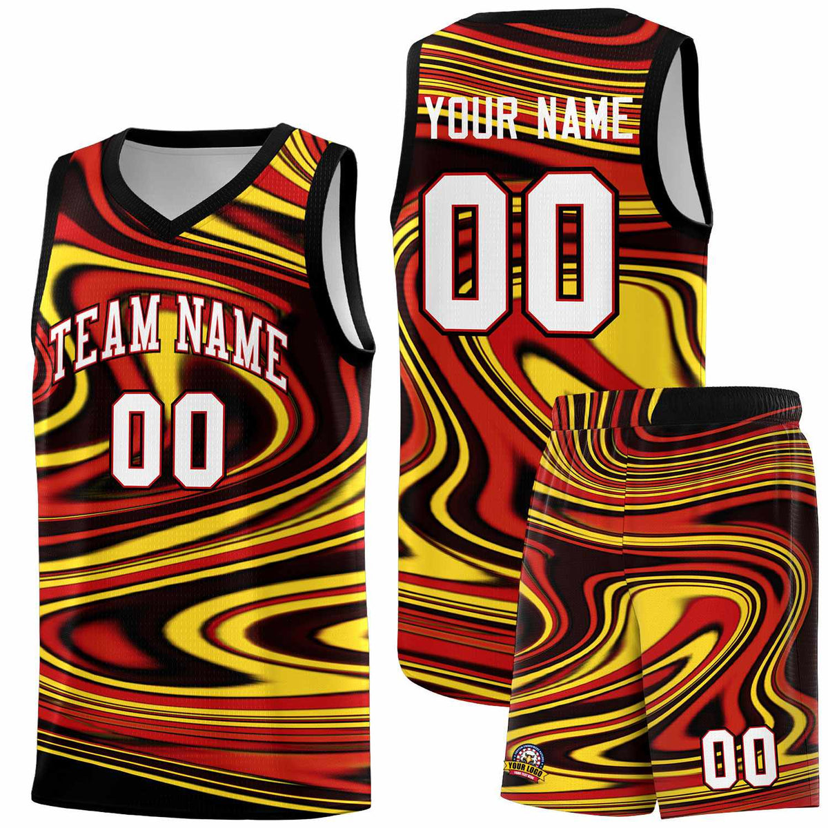 Custom Black Red Graffiti Pattern Fluids Style Sports Uniform Basketball Jersey Kits|KXKSHOP