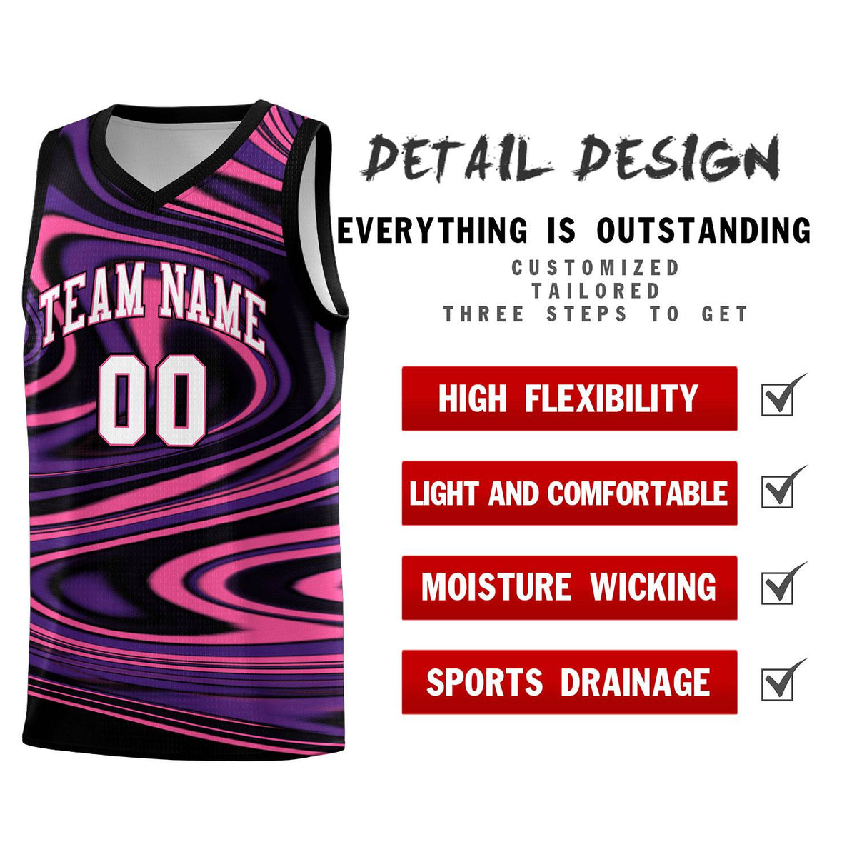 Custom Black Purple Graffiti Pattern Fluids Style Sports Uniform Basketball Jersey Kits|KXKSHOP
