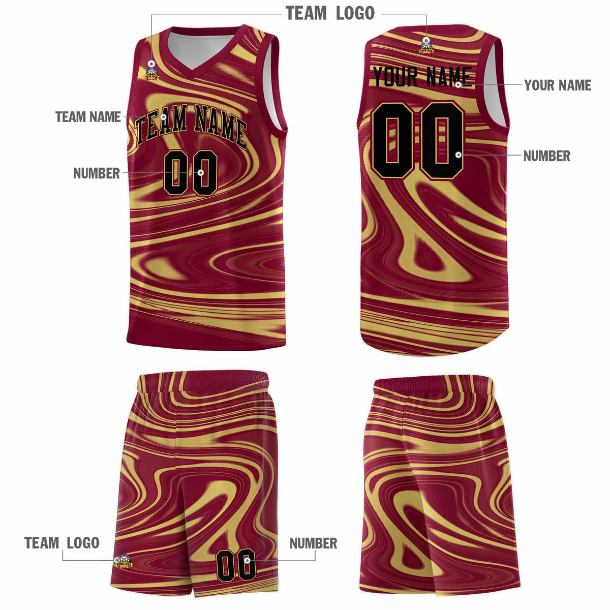 Custom Crimson Khaki Graffiti Pattern Fluids Style Sports Uniform Basketball Jersey Kits|KXKSHOP