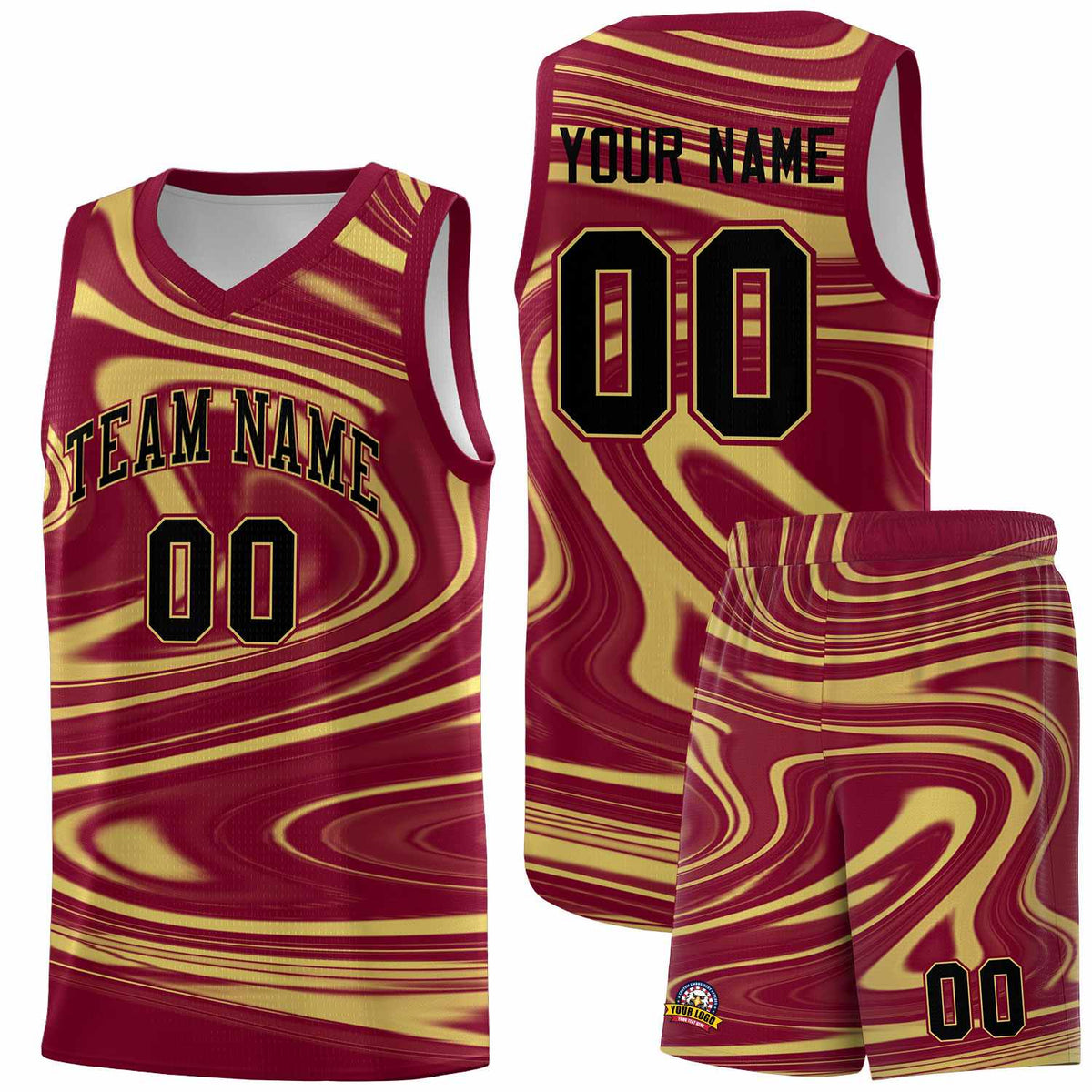 Custom Crimson Khaki Graffiti Pattern Fluids Style Sports Uniform Basketball Jersey Kits|KXKSHOP