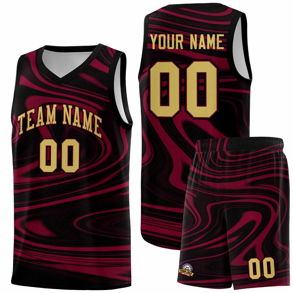 Custom Black Crimson Graffiti Pattern Fluids Style Sports Uniform Basketball Jersey Kits|KXKSHOP
