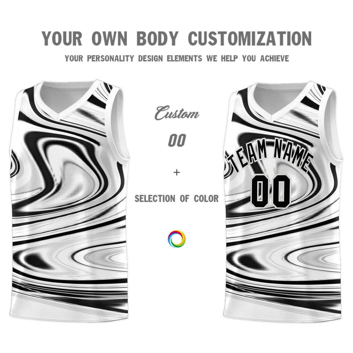 Custom White Black Graffiti Pattern Fluids Style Sports Uniform Basketball Jersey Kits|KXKSHOP