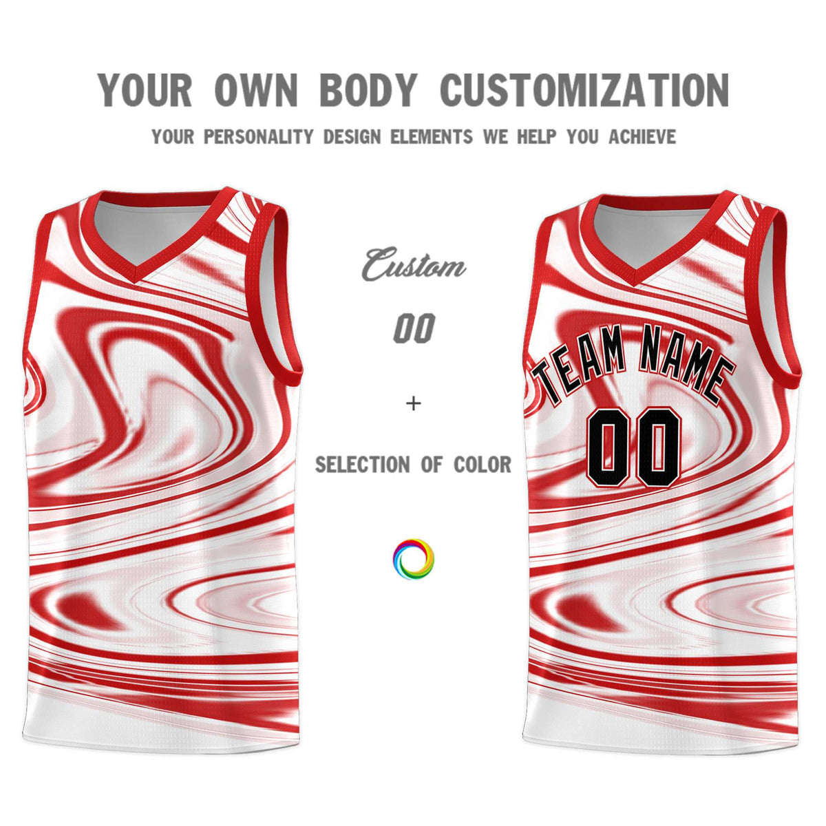 Custom White Red Graffiti Pattern Fluids Style Sports Uniform Basketball Jersey Kits|KXKSHOP