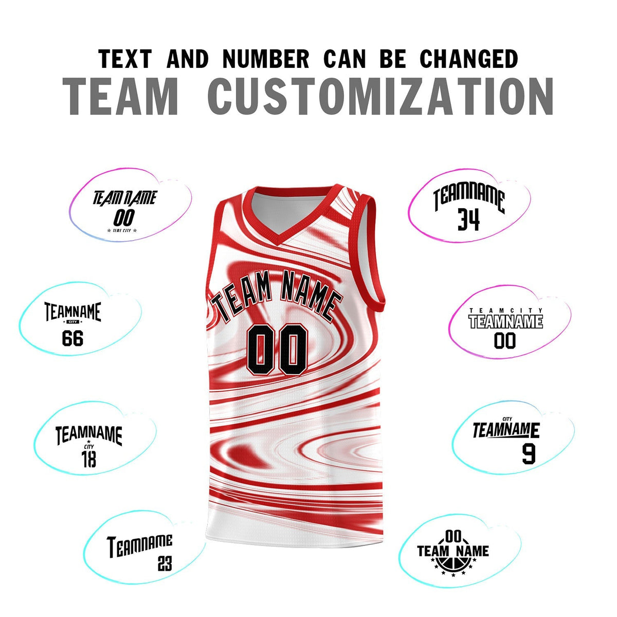 Custom White Red Graffiti Pattern Fluids Style Sports Uniform Basketball Jersey Kits|KXKSHOP