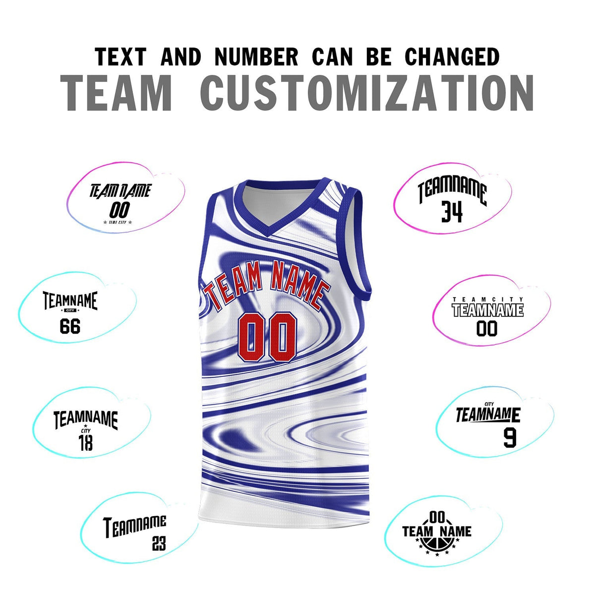 Custom White Royal Graffiti Pattern Fluids Style Sports Uniform Basketball Jersey Kits|KXKSHOP