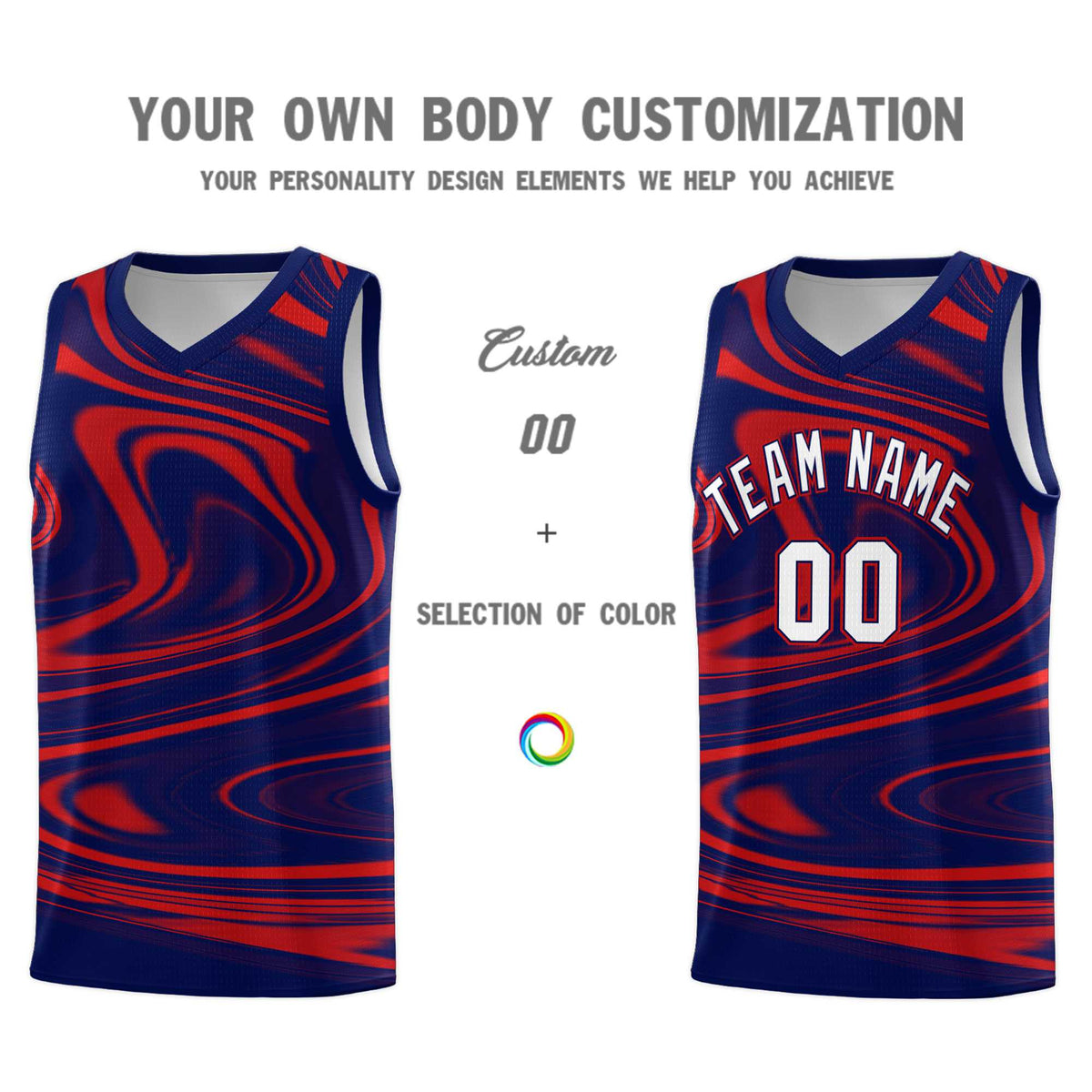 Custom Navy Red Graffiti Pattern Fluids Style Sports Uniform Basketball Jersey Kits|KXKSHOP