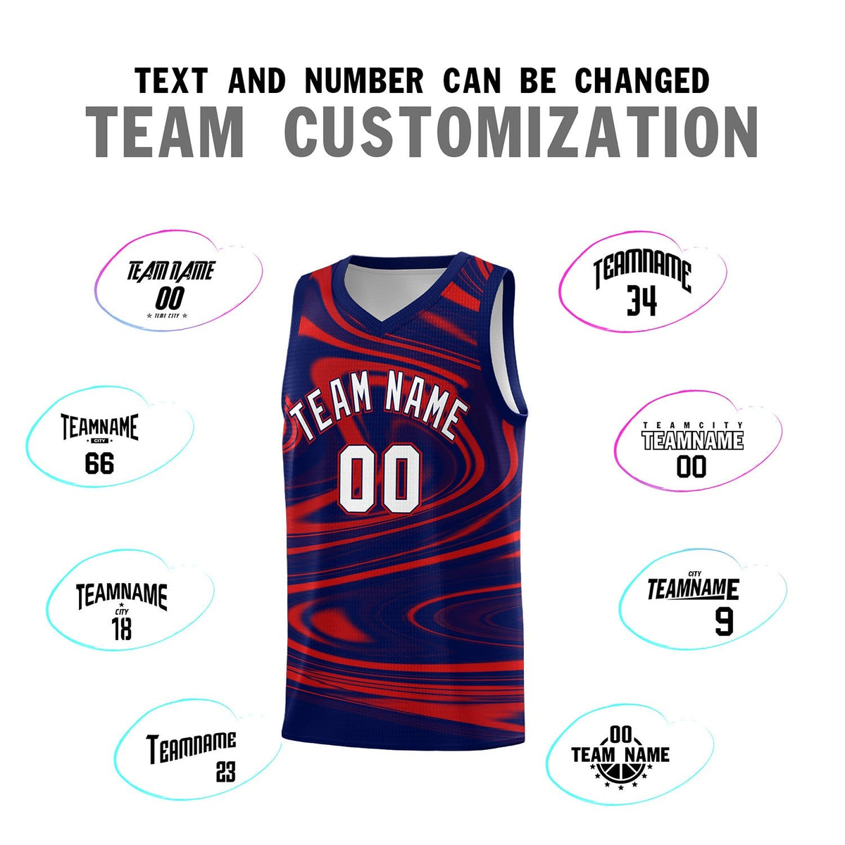 Custom Navy Red Graffiti Pattern Fluids Style Sports Uniform Basketball Jersey Kits|KXKSHOP