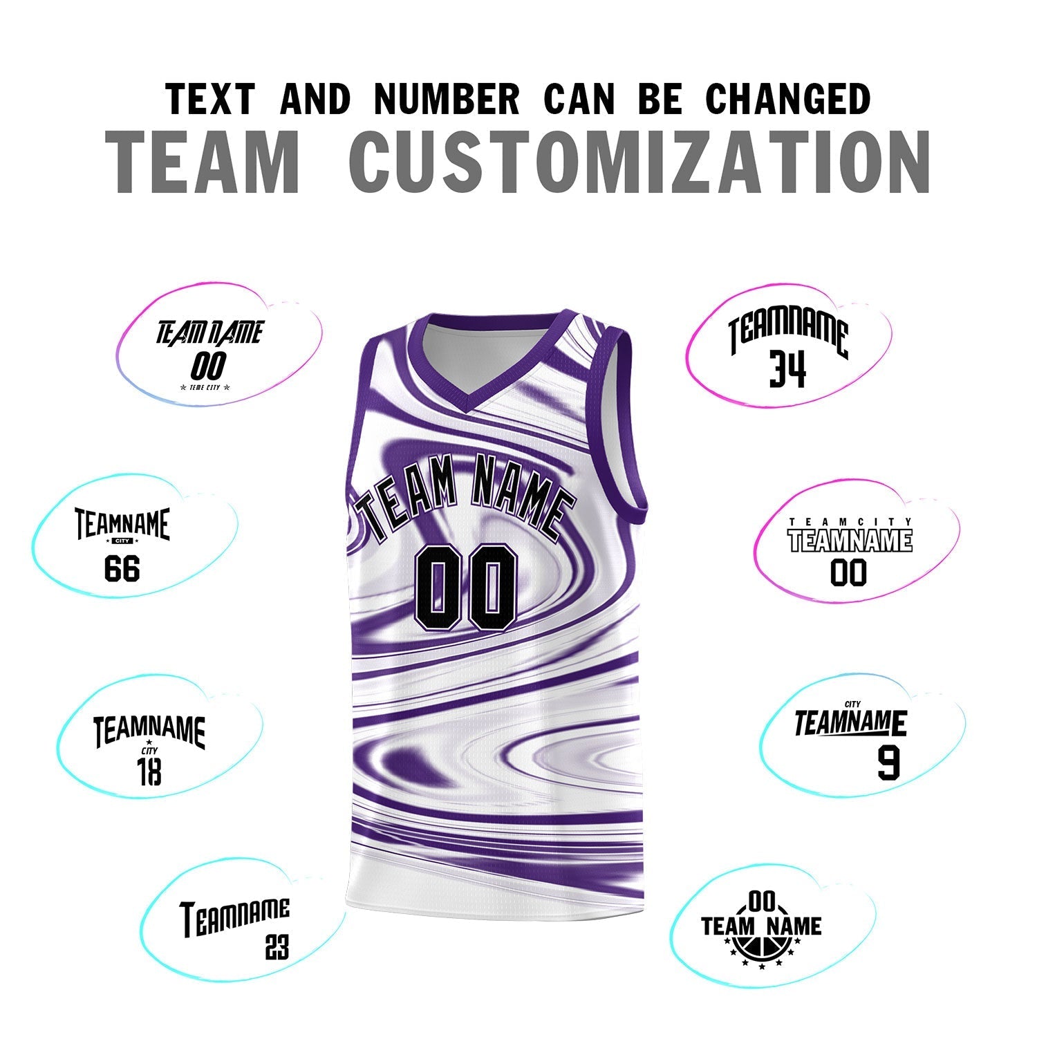 Custom White Purple Graffiti Pattern Fluids Style Sports Uniform Basketball Jersey Kits|KXKSHOP