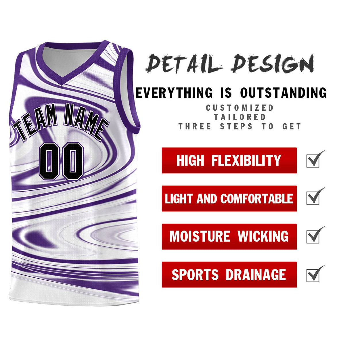 Custom White Purple Graffiti Pattern Fluids Style Sports Uniform Basketball Jersey Kits|KXKSHOP