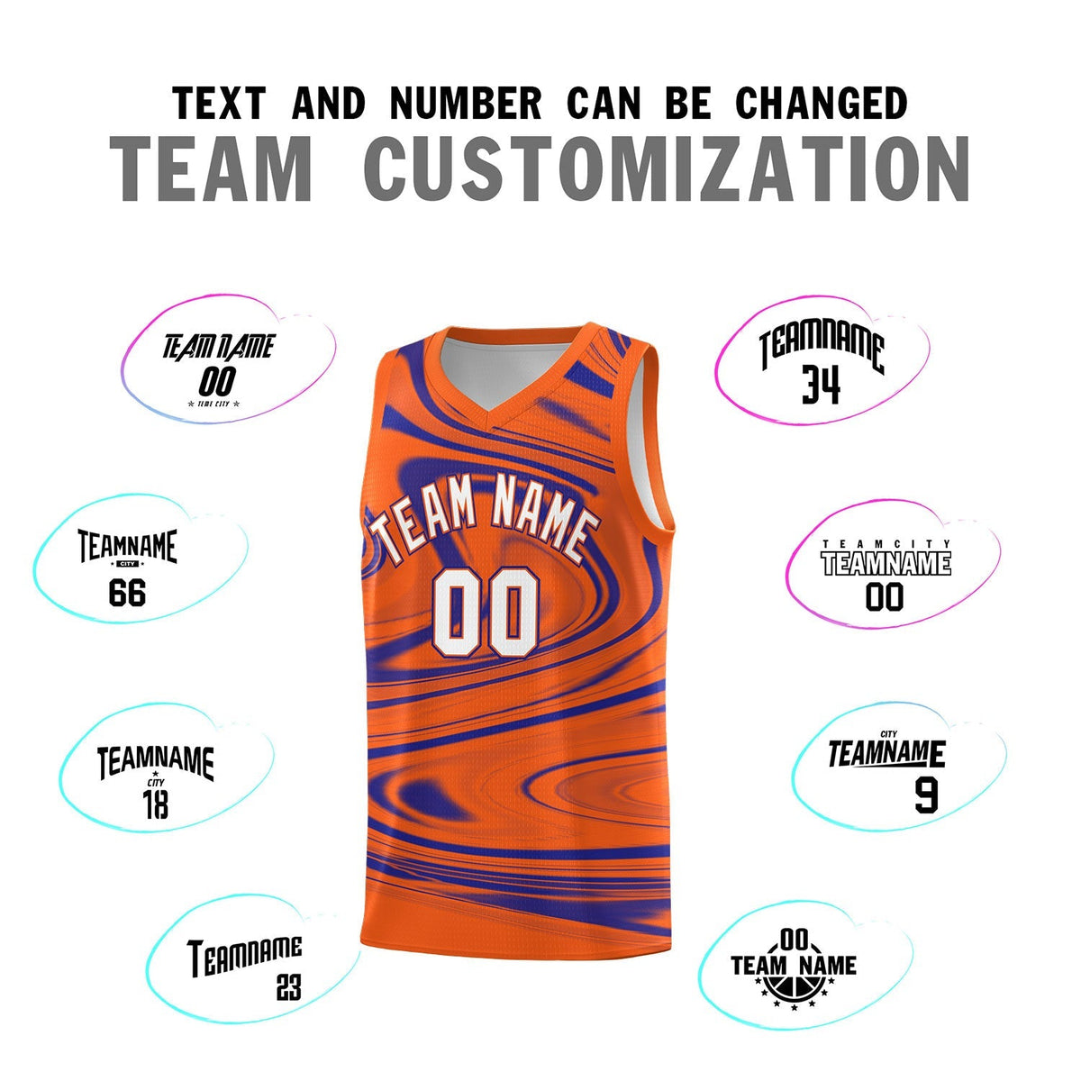 Custom Orange Royal Graffiti Pattern Fluids Style Sports Uniform Basketball Jersey Kits|KXKSHOP
