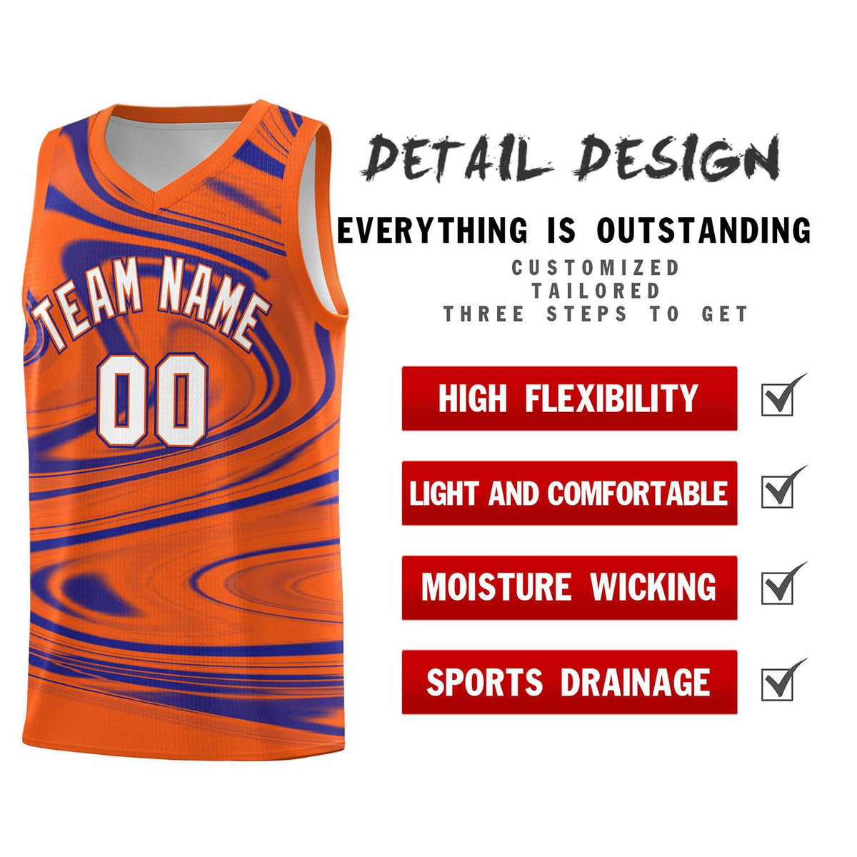 Custom Orange Royal Graffiti Pattern Fluids Style Sports Uniform Basketball Jersey Kits|KXKSHOP