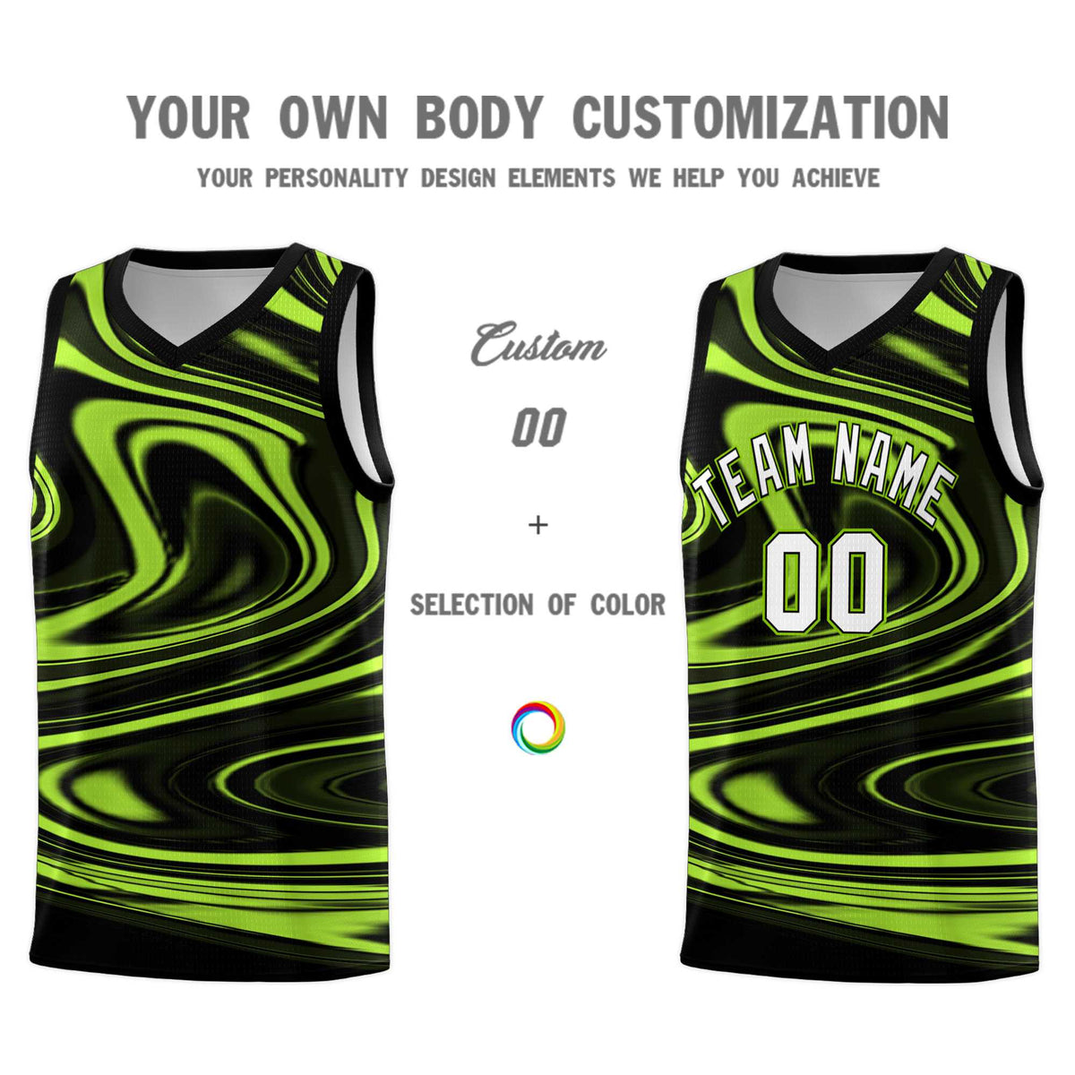Custom Black Light Green Graffiti Pattern Fluids Style Sports Uniform Basketball Jersey Kits|KXKSHOP