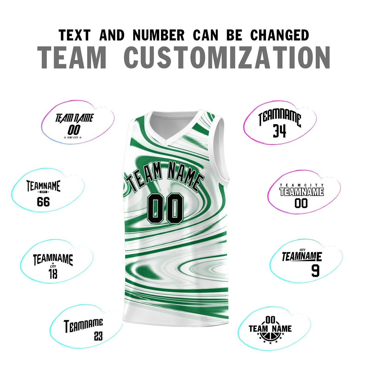 Custom White Kelly Green Graffiti Pattern Fluids Style Sports Uniform Basketball Jersey Kits|KXKSHOP