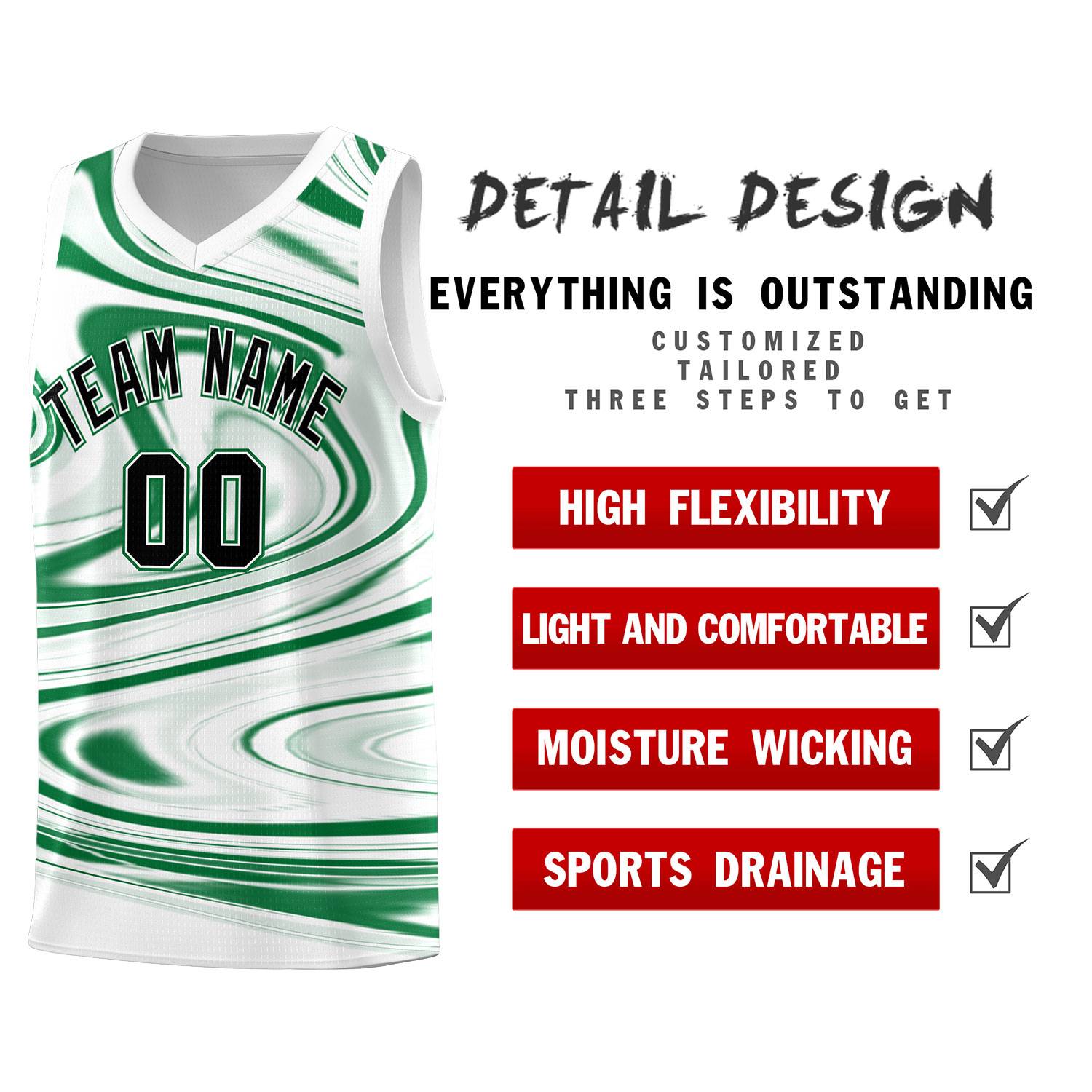 Custom White Kelly Green Graffiti Pattern Fluids Style Sports Uniform Basketball Jersey Kits|KXKSHOP