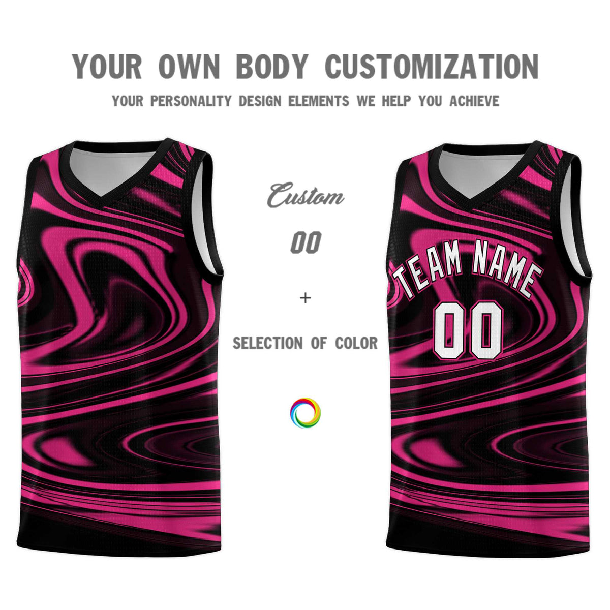 Custom Black Pink Graffiti Pattern Fluids Style Sports Uniform Basketball Jersey Kits|KXKSHOP