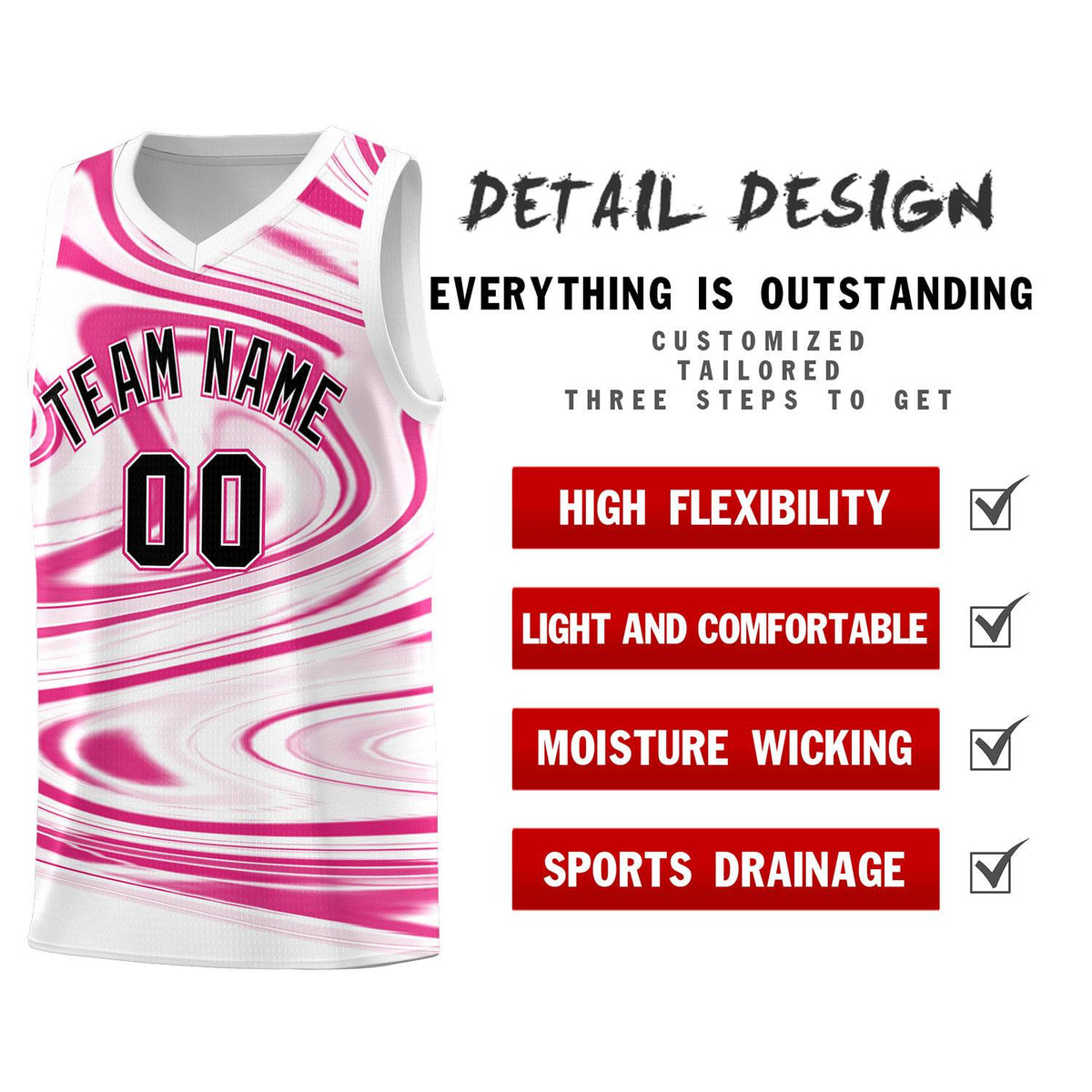 Custom White Pink Graffiti Pattern Fluids Style Sports Uniform Basketball Jersey Kits|KXKSHOP