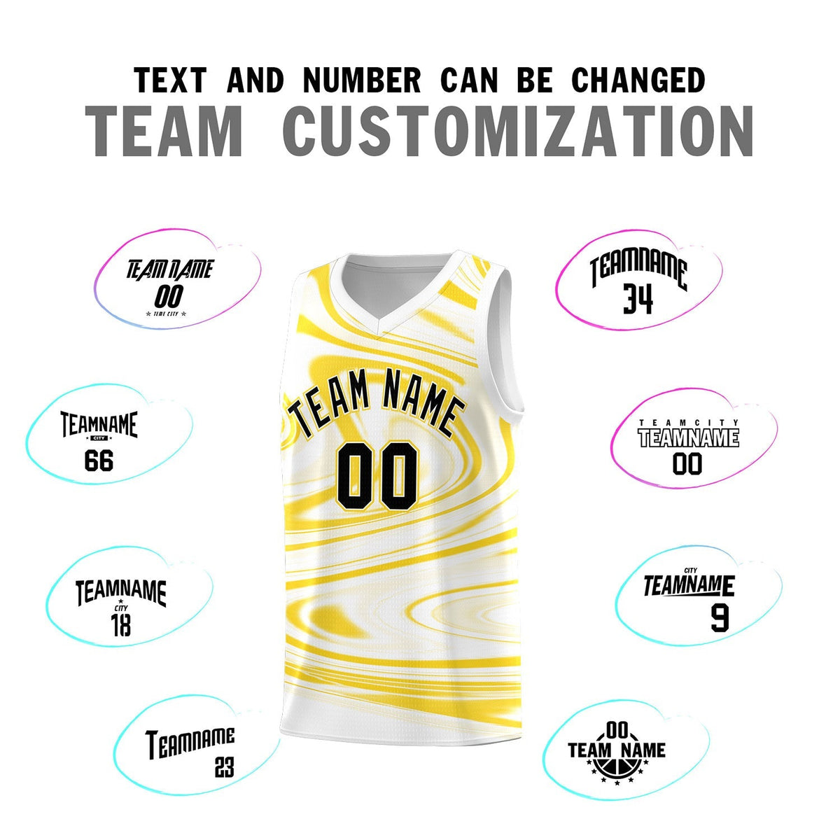 Custom White Gold Graffiti Pattern Fluids Style Sports Uniform Basketball Jersey Kits|KXKSHOP