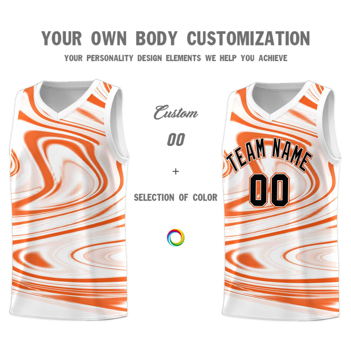 Custom White Orange Graffiti Pattern Fluids Style Sports Uniform Basketball Jersey Kits|KXKSHOP