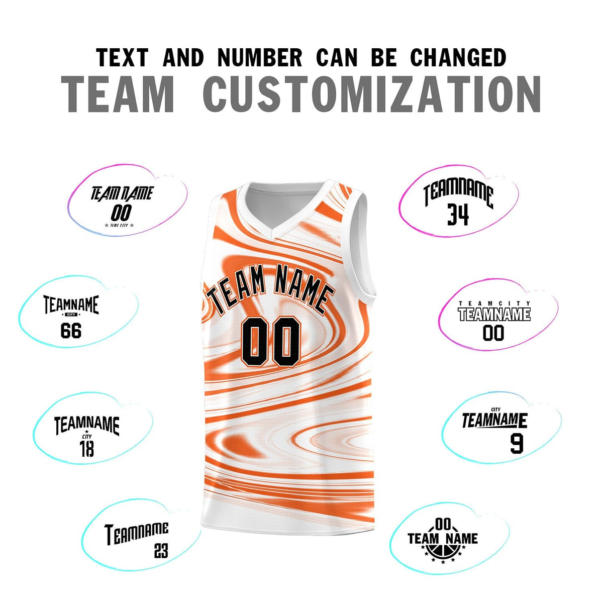 Custom White Orange Graffiti Pattern Fluids Style Sports Uniform Basketball Jersey Kits|KXKSHOP