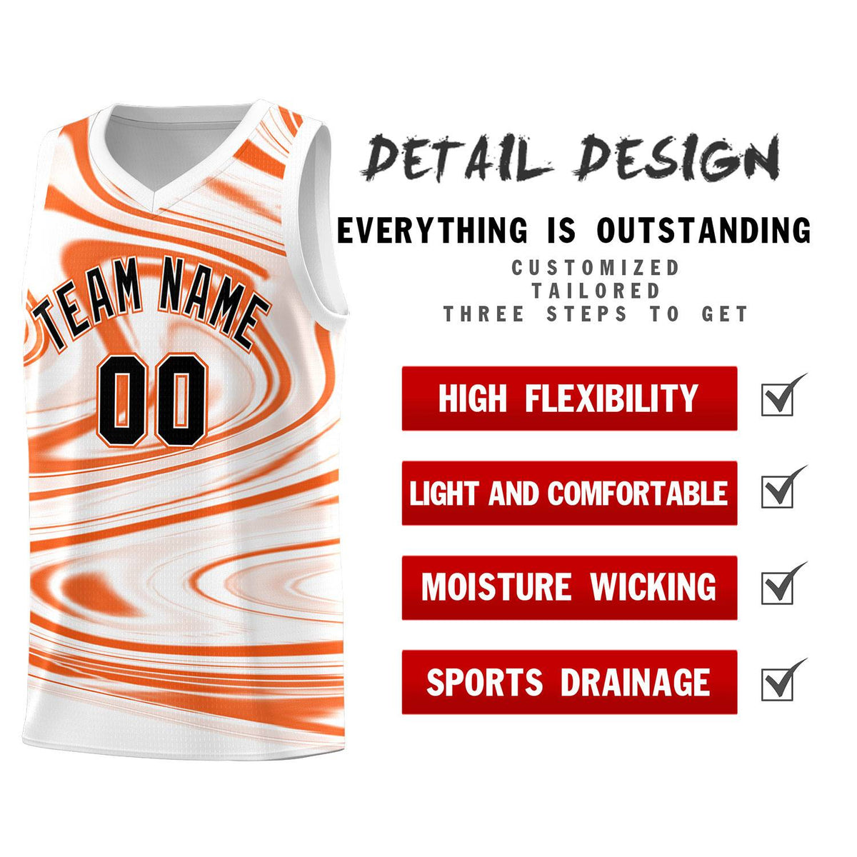 Custom White Orange Graffiti Pattern Fluids Style Sports Uniform Basketball Jersey Kits|KXKSHOP