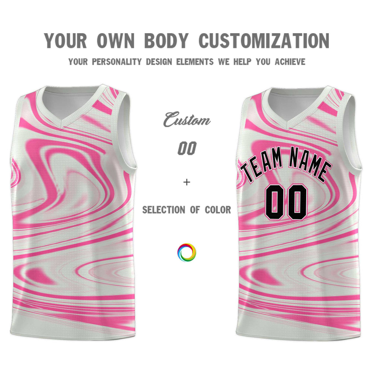 Custom Gray Pink Graffiti Pattern Fluids Style Sports Uniform Basketball Jersey Kits|KXKSHOP