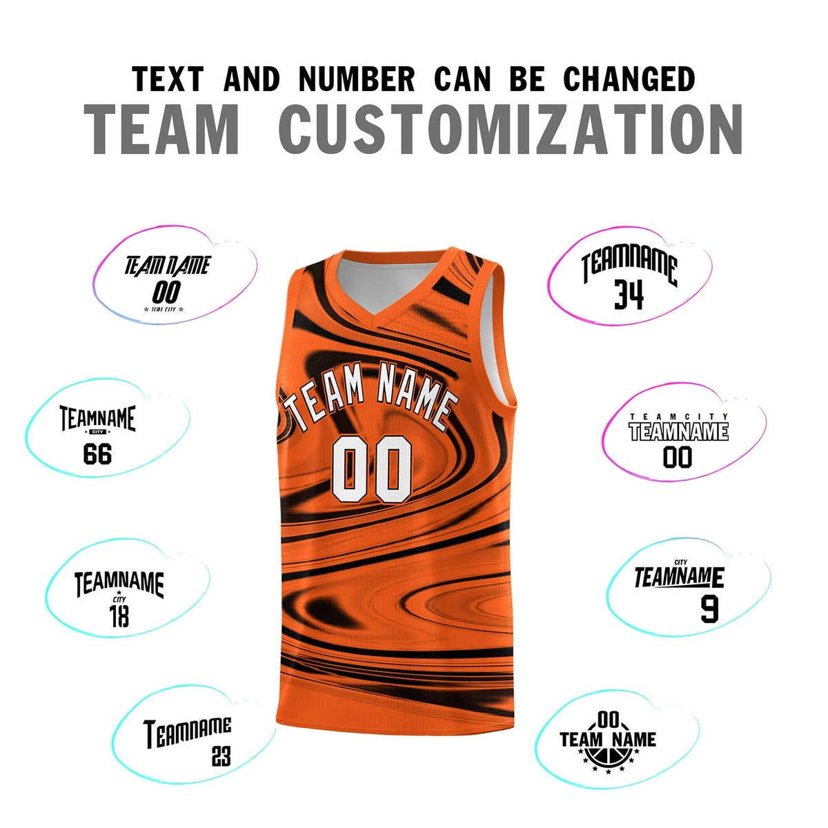 Custom Orange Black Graffiti Pattern Fluids Style Sports Uniform Basketball Jersey Kits|KXKSHOP