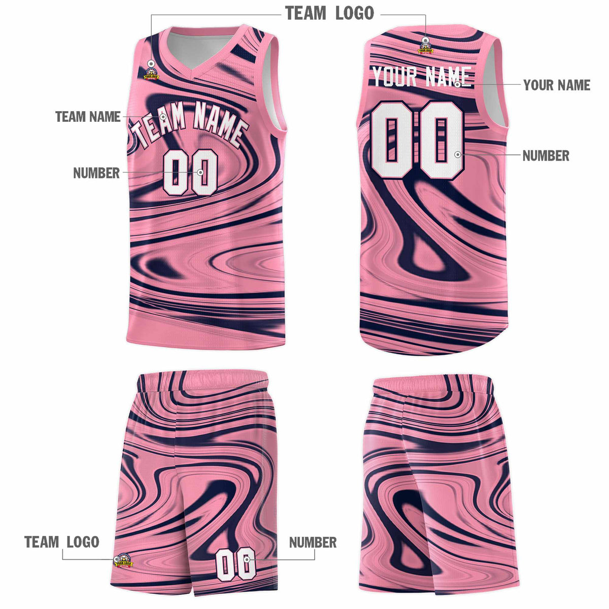 Custom Bright Green Navy Graffiti Pattern Fluids Style Sports Uniform Basketball Jersey Kits|KXKSHOP