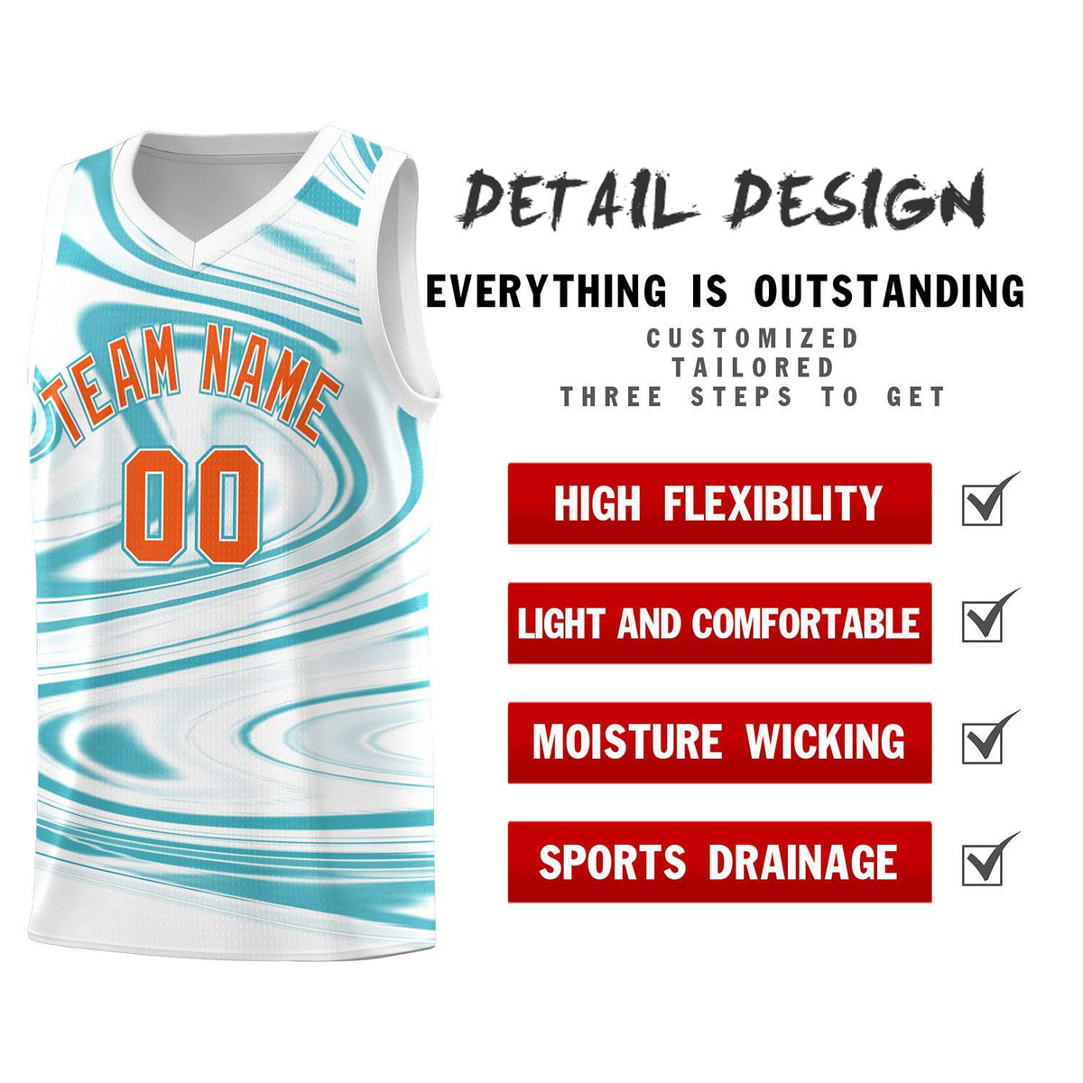Custom White Aqua Graffiti Pattern Fluids Style Sports Uniform Basketball Jersey Kits|KXKSHOP