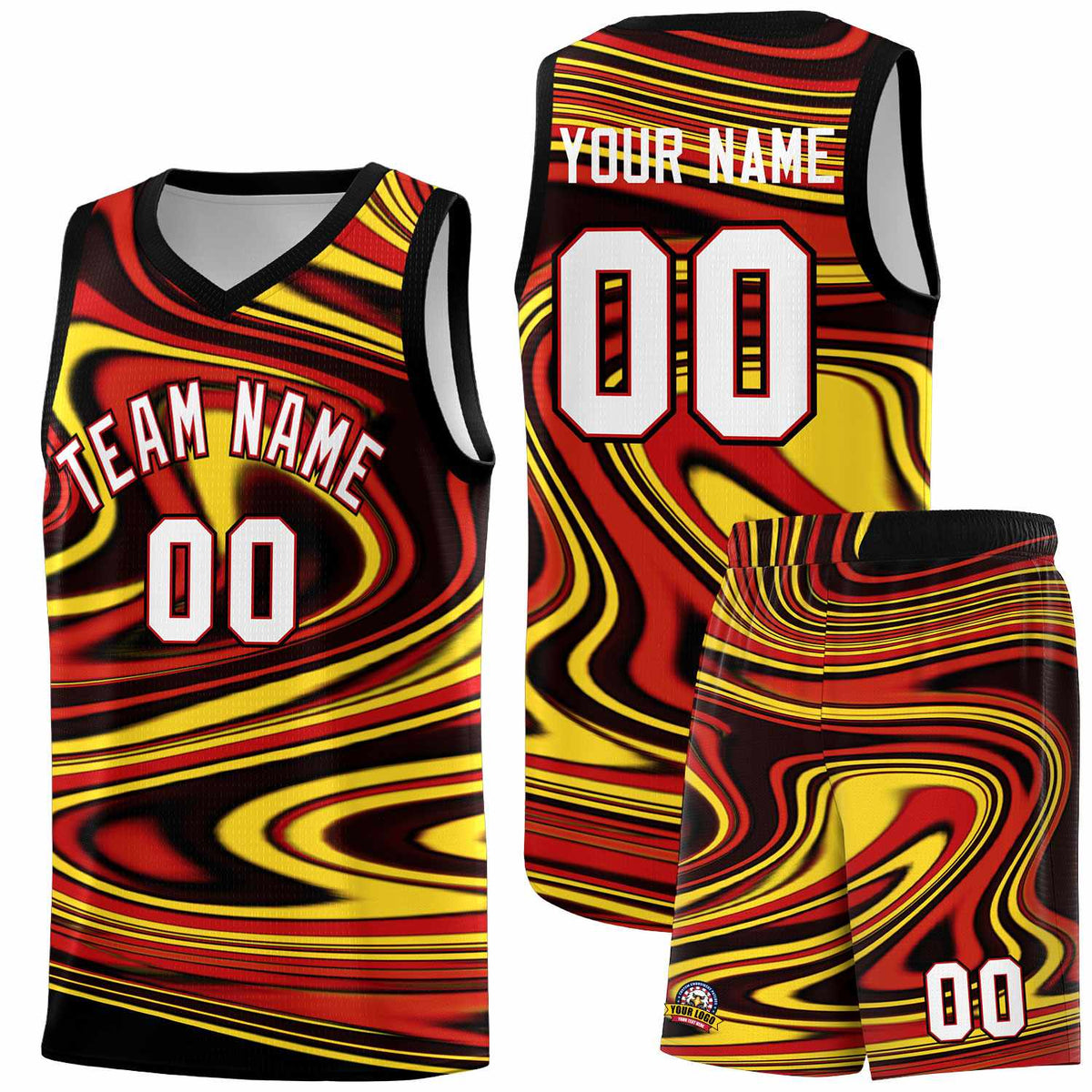 Custom Black Red Graffiti Pattern Fluids Style Sports Uniform Basketball Jersey Kits|KXKSHOP