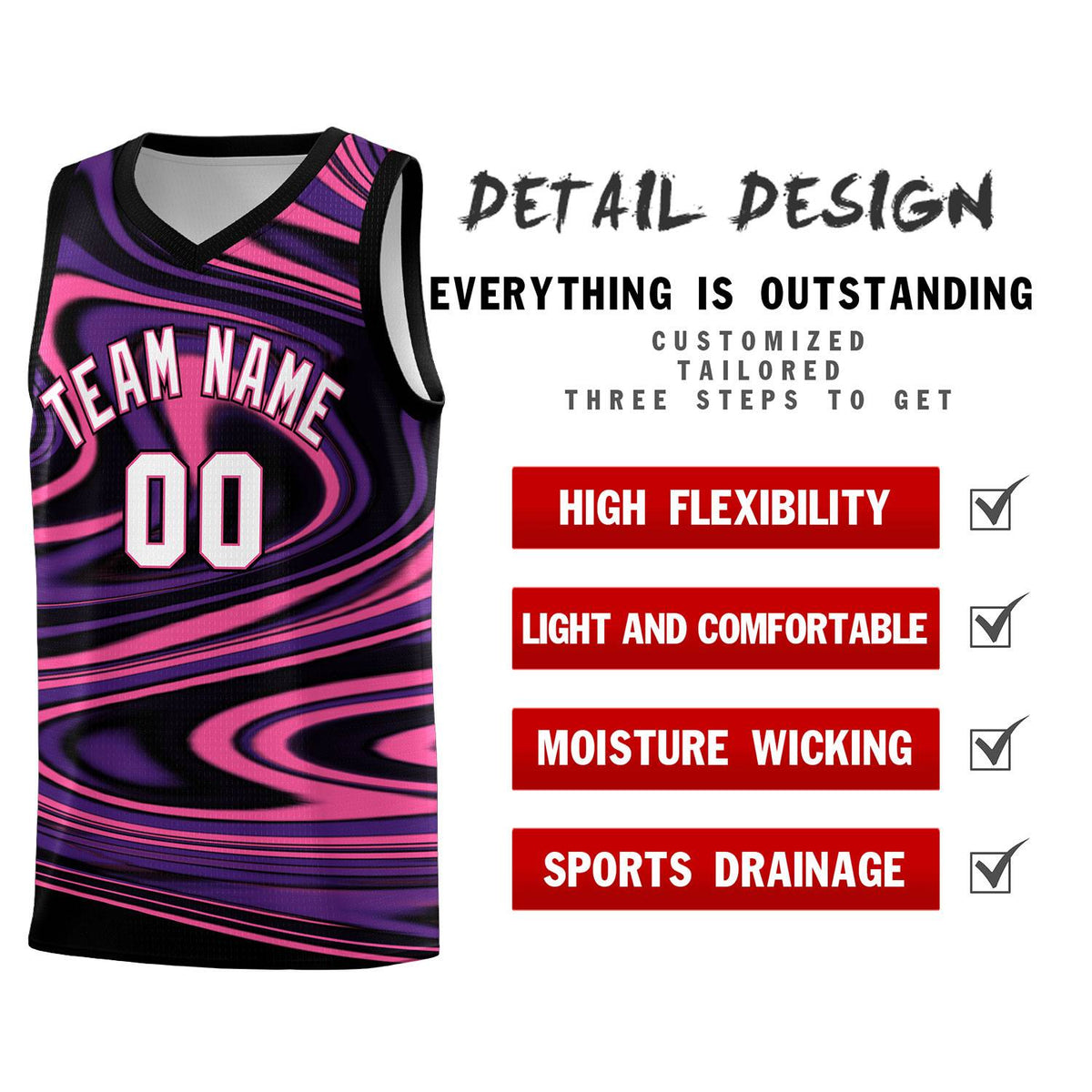 Custom Black Purple Graffiti Pattern Fluids Style Sports Uniform Basketball Jersey Kits|KXKSHOP
