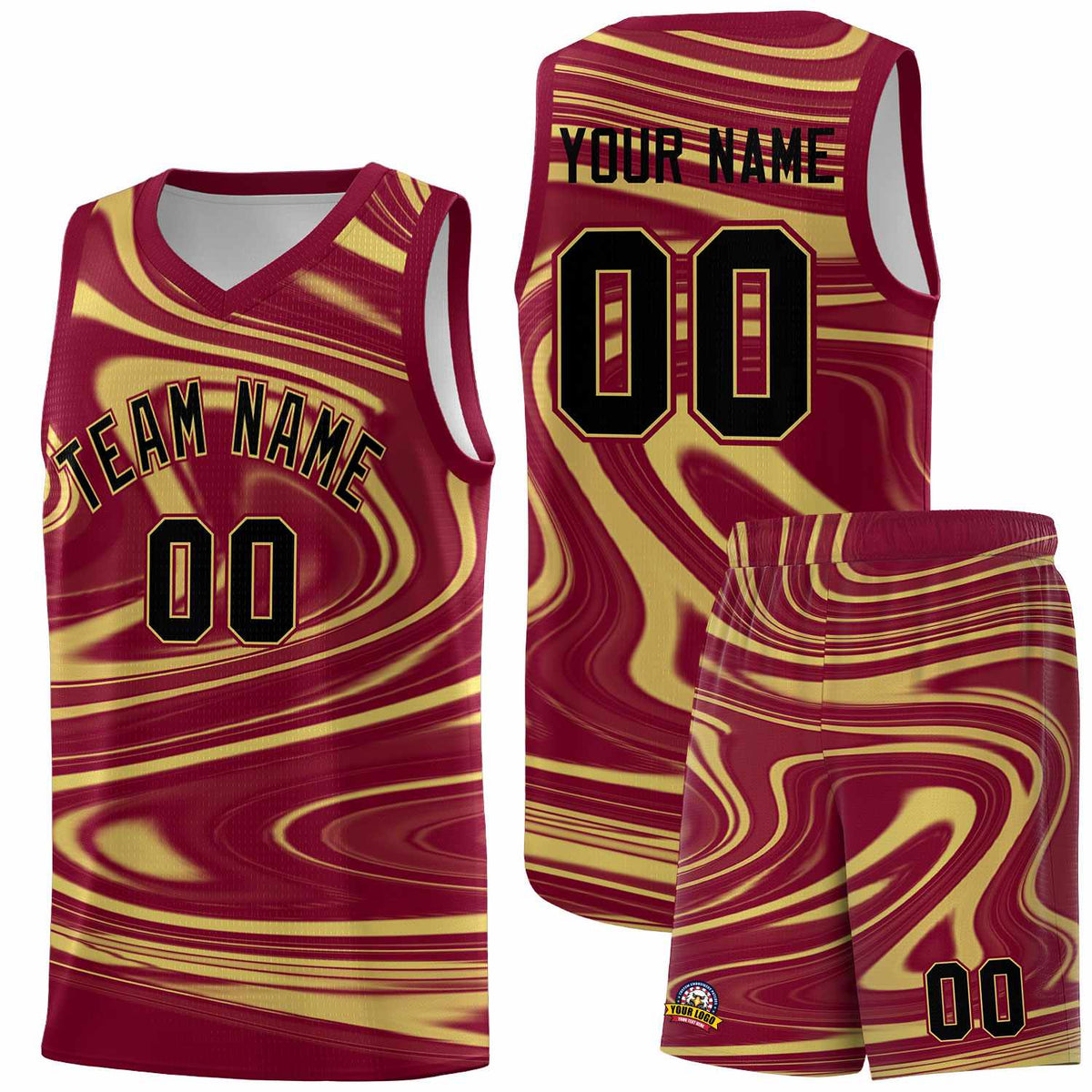 Custom Crimson Khaki Graffiti Pattern Fluids Style Sports Uniform Basketball Jersey Kits|KXKSHOP
