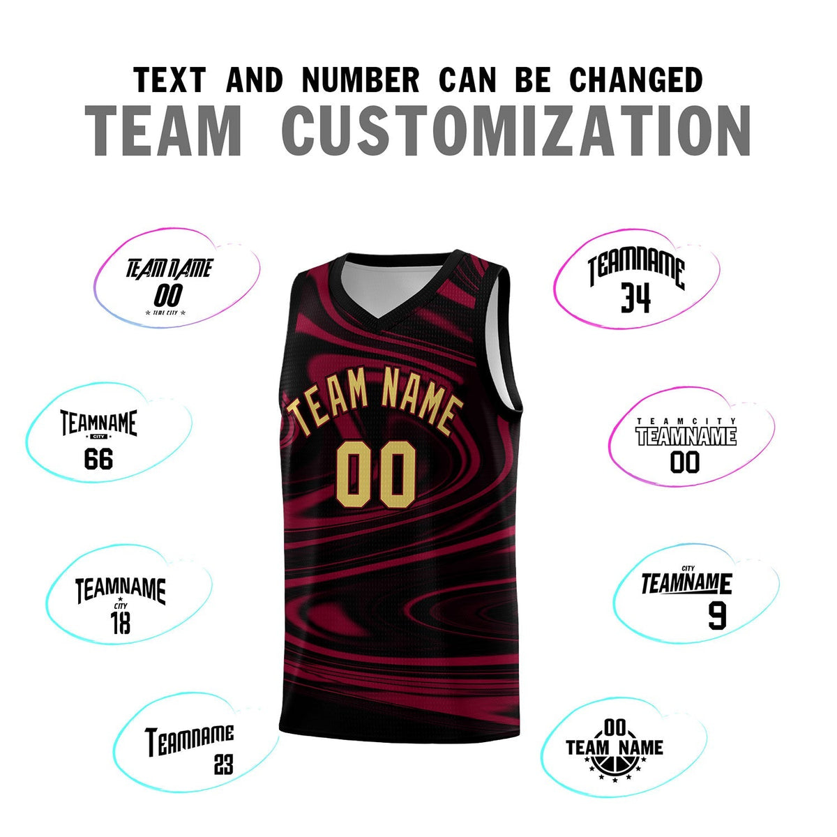 Custom Black Crimson Graffiti Pattern Fluids Style Sports Uniform Basketball Jersey Kits|KXKSHOP