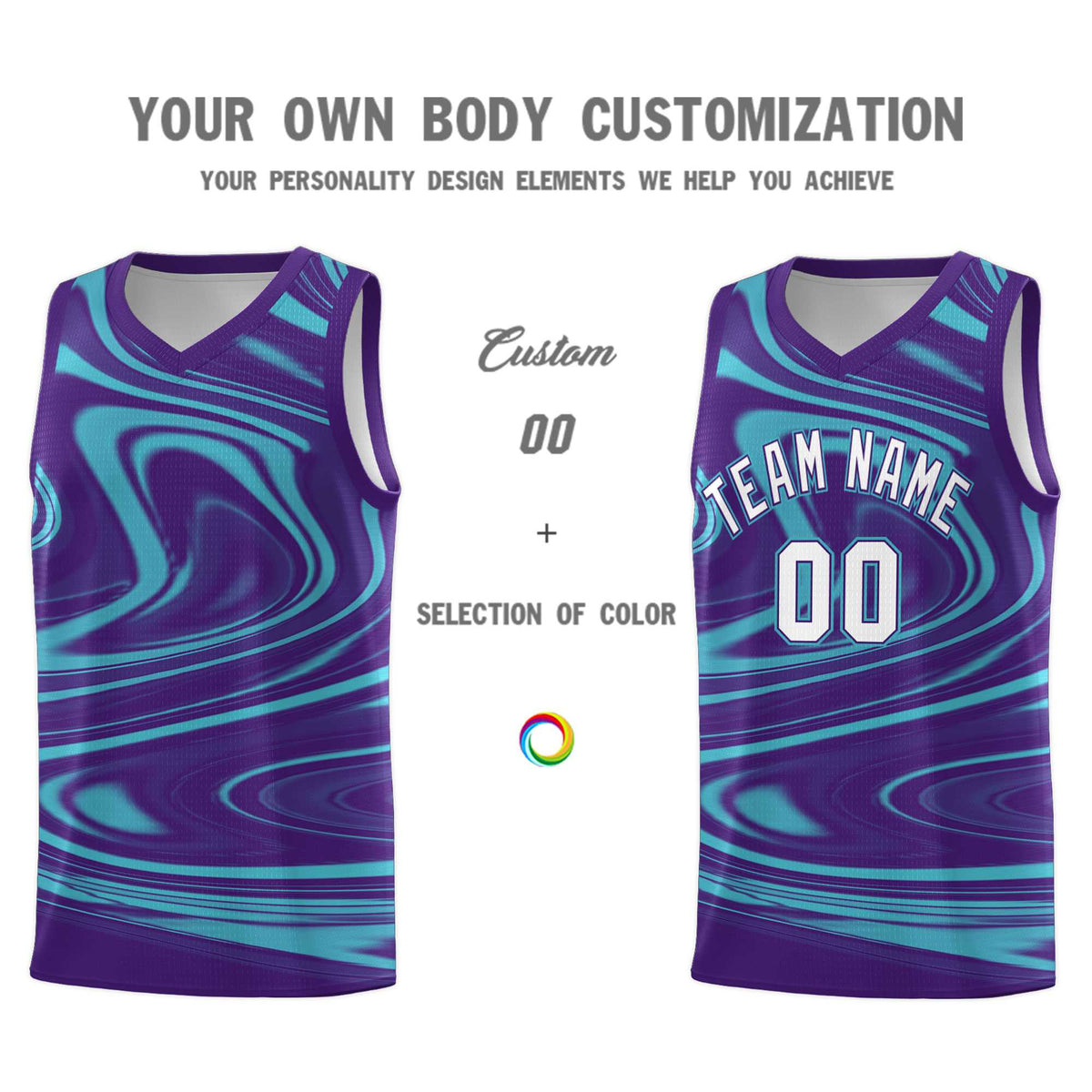 Custom Purple Aqua Graffiti Pattern Fluids Style Sports Uniform Basketball Jersey Kits|KXKSHOP