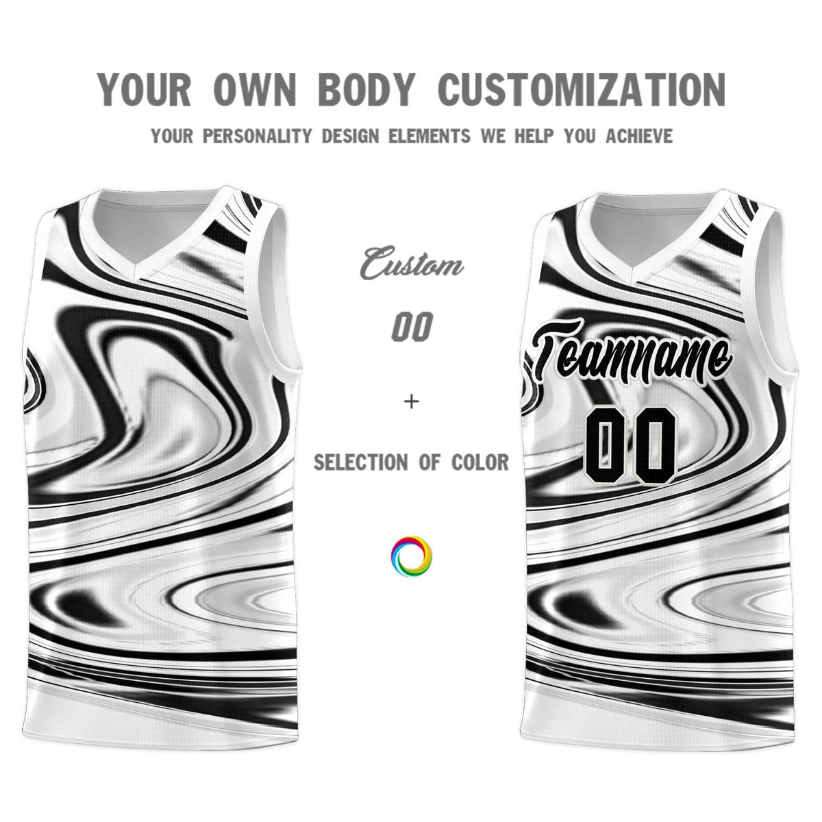 Custom White Black Graffiti Pattern Fluids Style Sports Uniform Basketball Jersey Kits|KXKSHOP