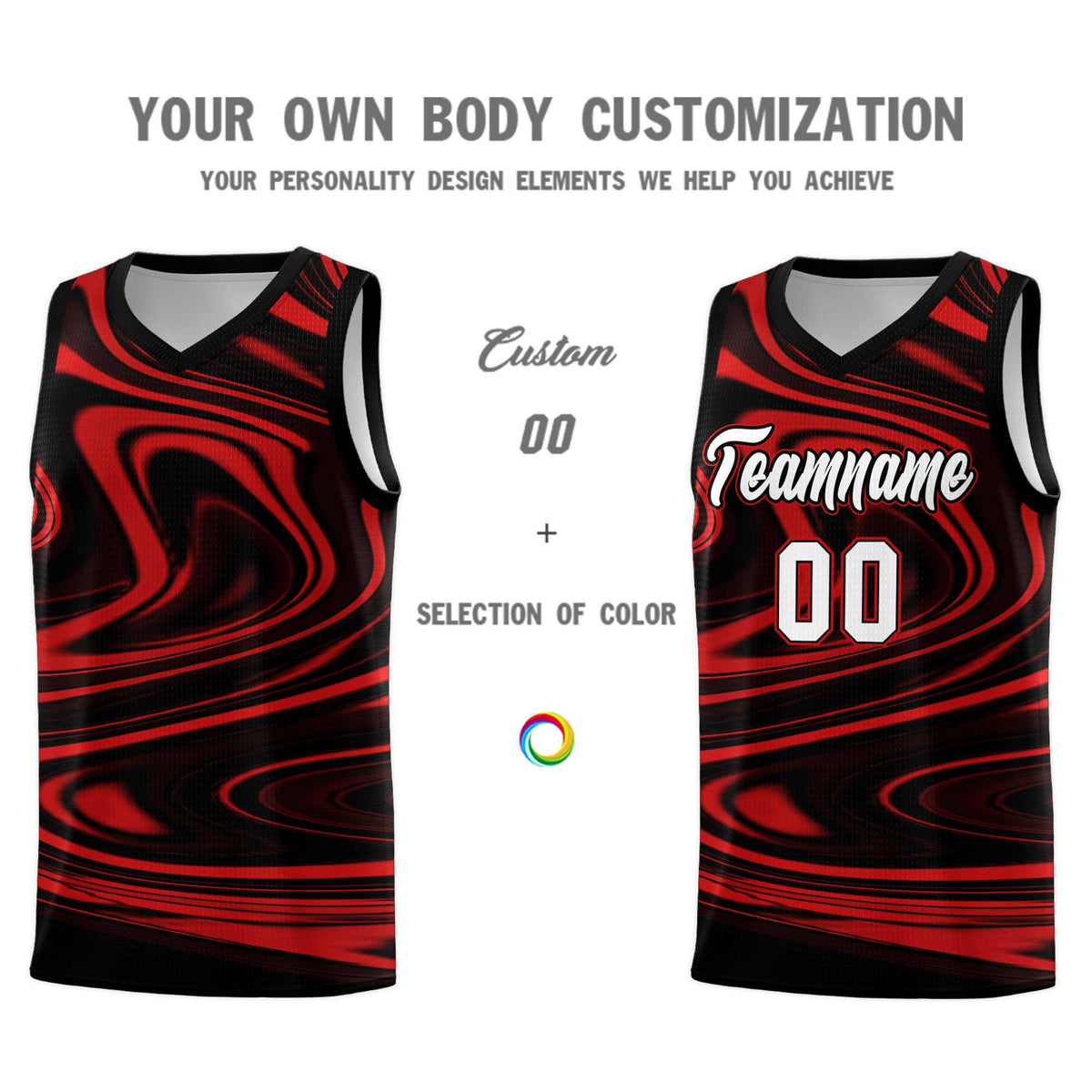 Custom Black Red Graffiti Pattern Fluids Style Sports Uniform Basketball Jersey Kits|KXKSHOP