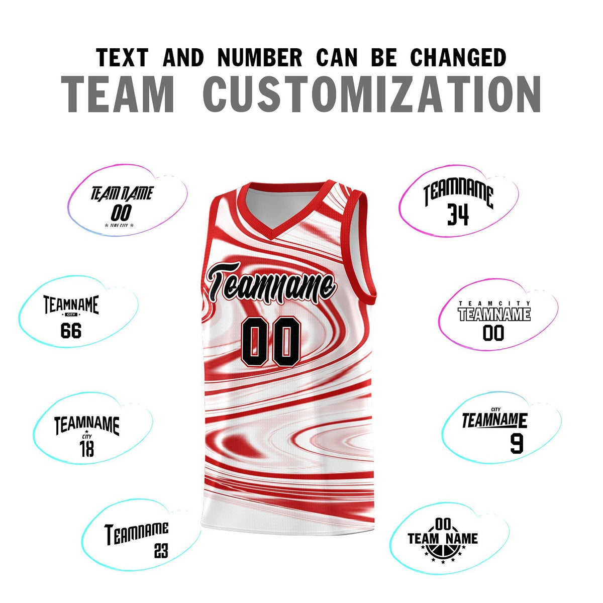 Custom White Red Graffiti Pattern Fluids Style Sports Uniform Basketball Jersey Kits|KXKSHOP